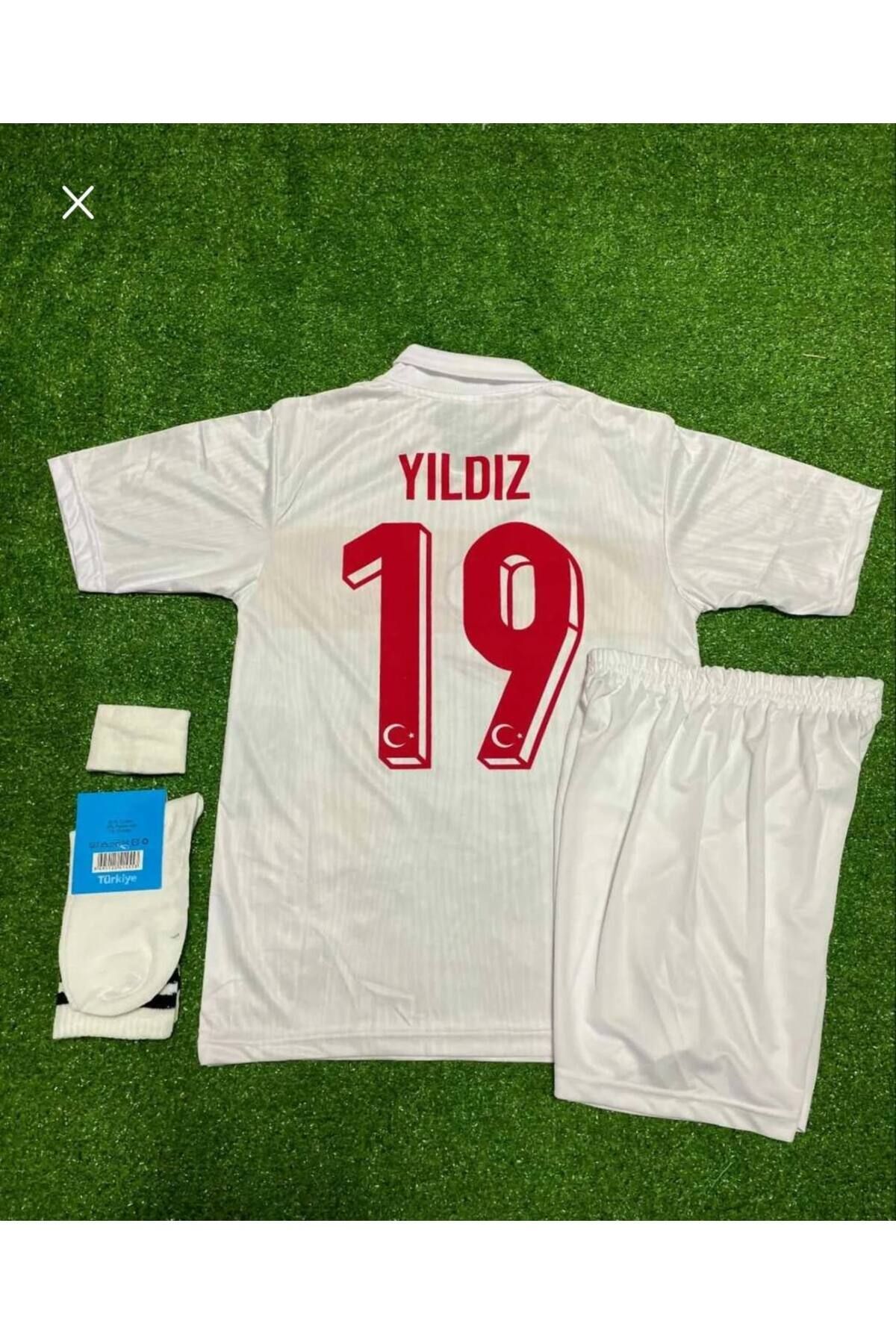 Atlas Global Türkiye Euro 2024 Kenan Yıldız 19 Numara Çocuk 4'lü Set Hediyeli Beyaz Milli Takım Forması (Beyaz)