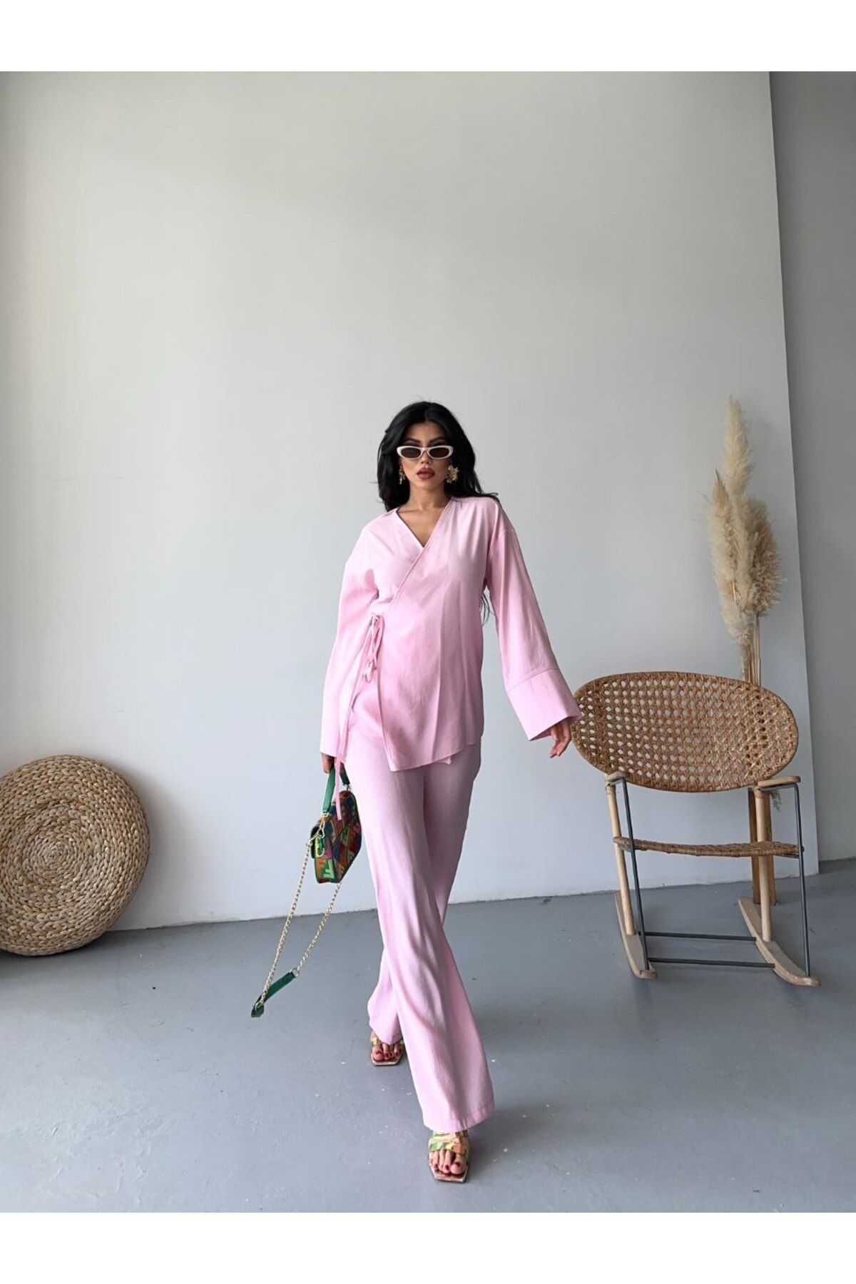 Castivo Fashion Bağlamalı Kuşak Detaylı Yazlık İkili Takım