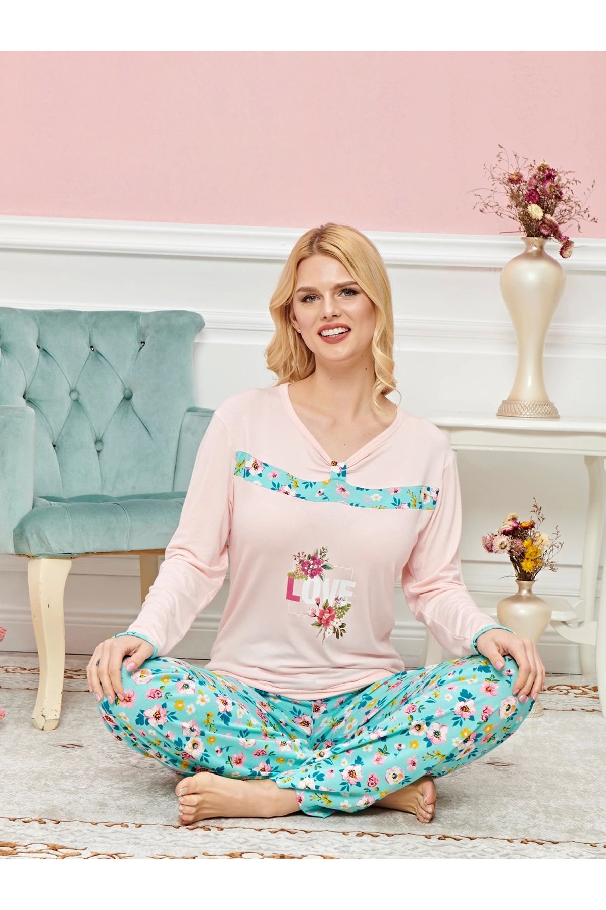 POLEXP Modern ve Konforlu Uzun Kollu Pijama Seti