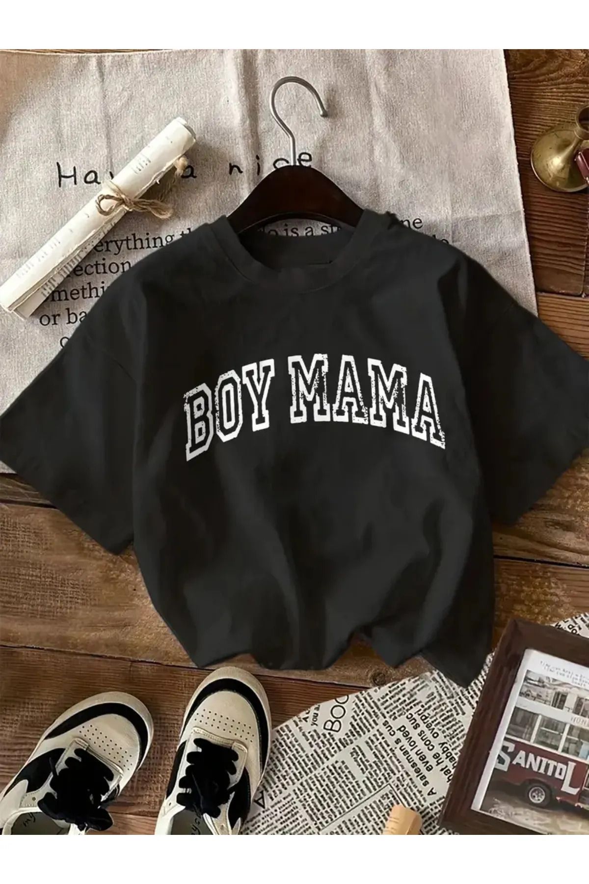 Koklonmoda Unisex Boy Mama Baskılı Oversize T-Shirt