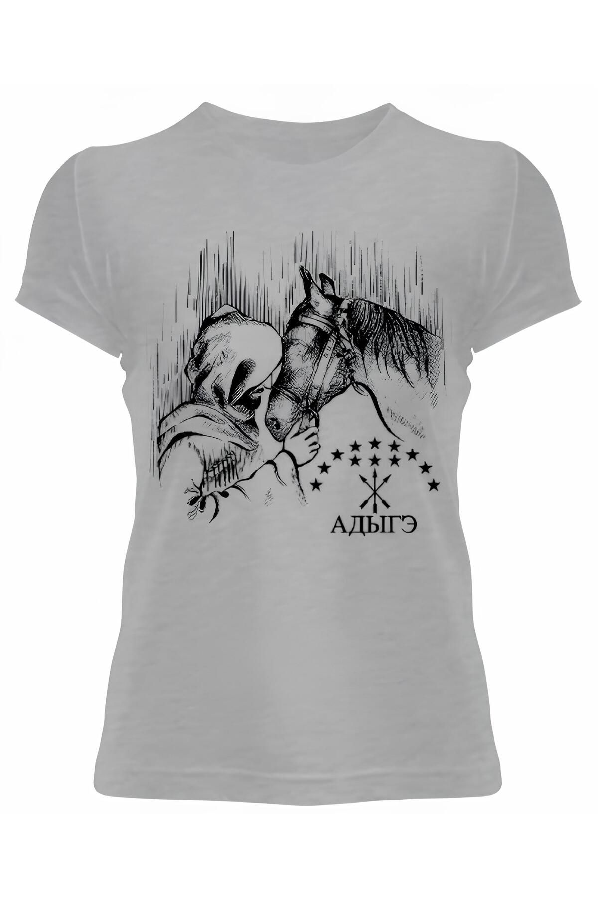 DZİWAWA Abrek Baskılı Kadın T shirt
