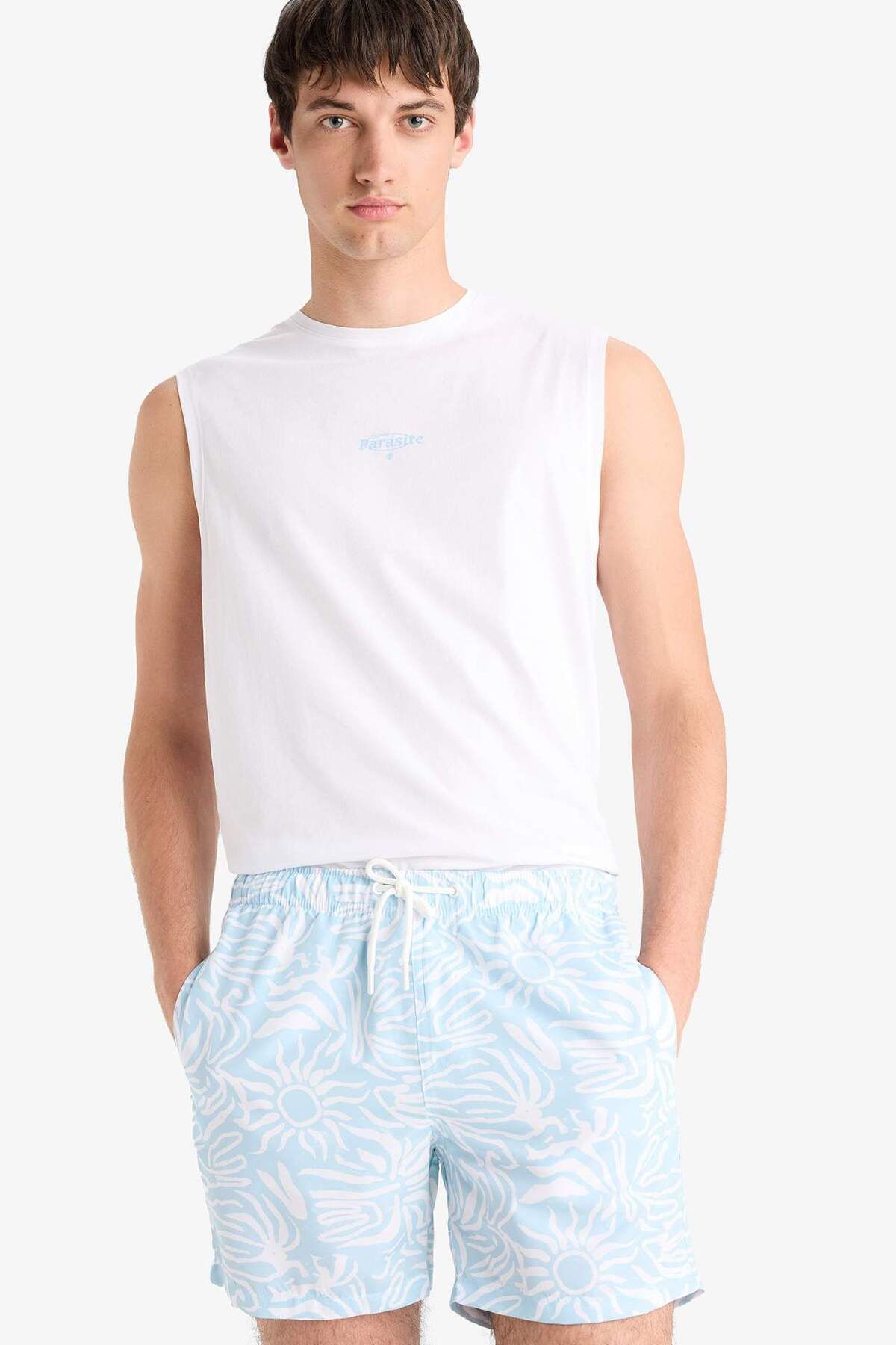 DeFacto-Gemusterte kurze Badeshorts mit Netzfutter E0974AX25HS 5