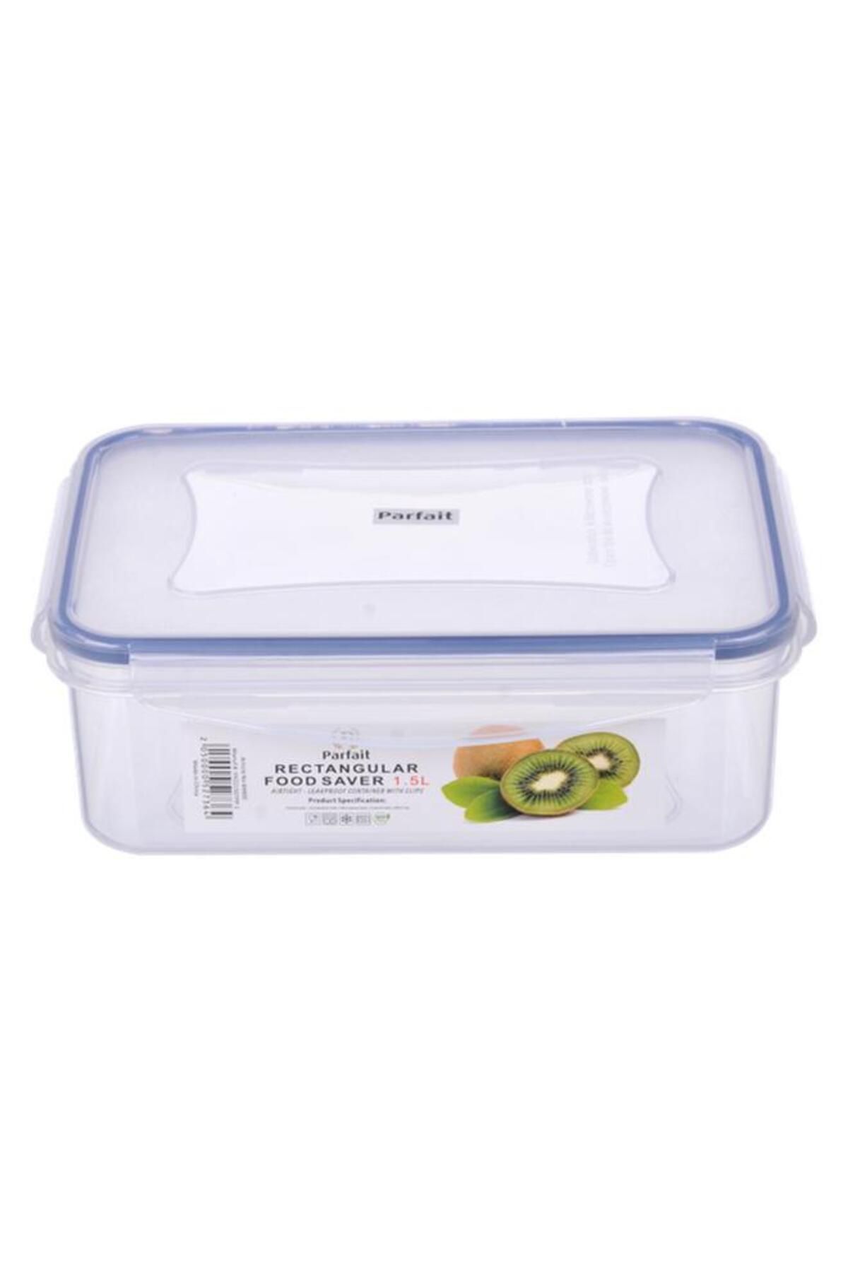 Generic-PARFAIT Rectangular Airtight Leak-Proof Food Container Clear and Blue 1.5 Liter YH221507PP-13 2