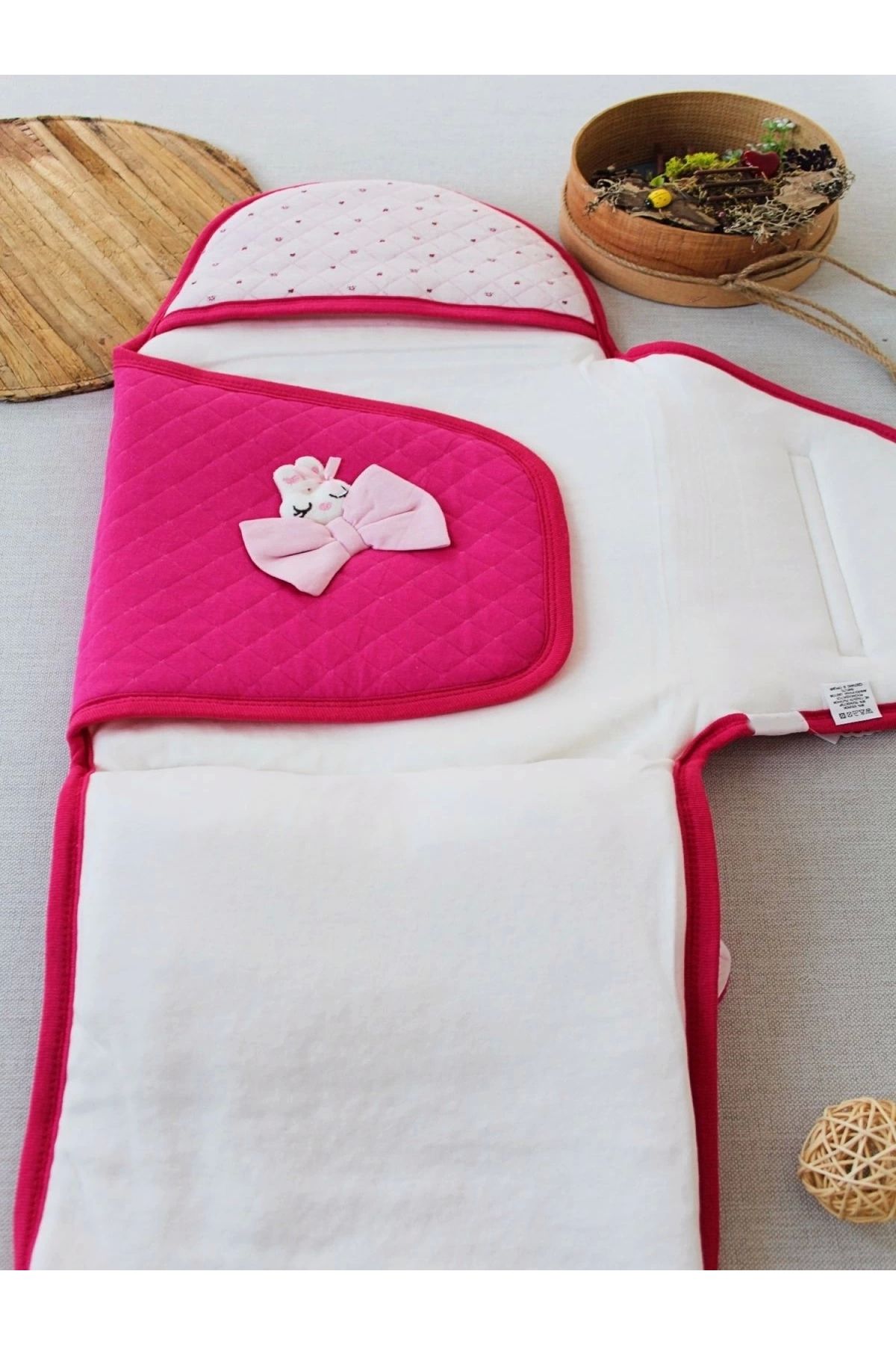 POLEXP Pembe Yenidoğan Kundak - Sevimli Fiyonk Detayı