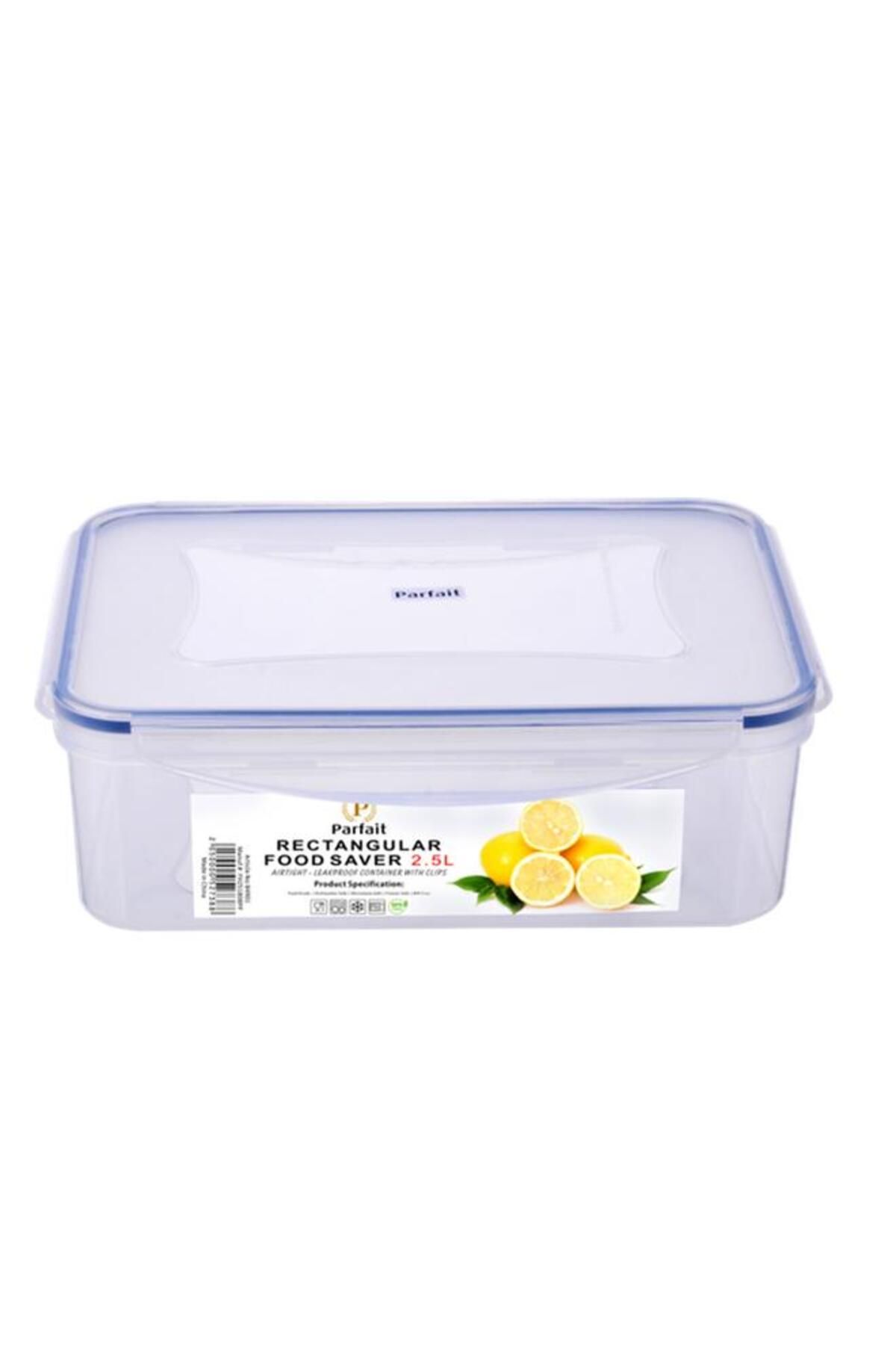 Generic-PARFAIT Rectangular Airtight Leak-Proof Food Container Clear and Blue 1.5 Liter YH221507PP-13 3
