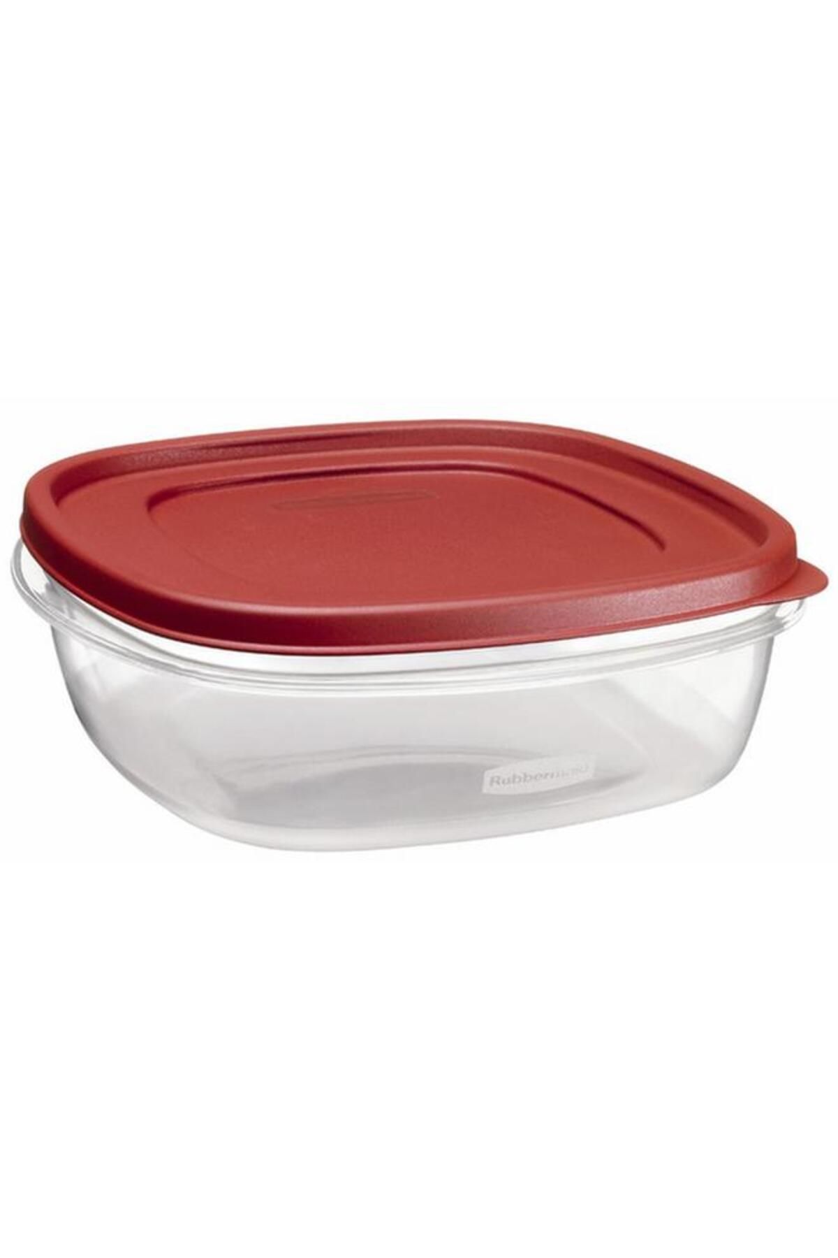 Generic-Rubbermaid Easy Find Lids Square Food Container Chilli Red and Clear 2.1 Liter 1777090 2