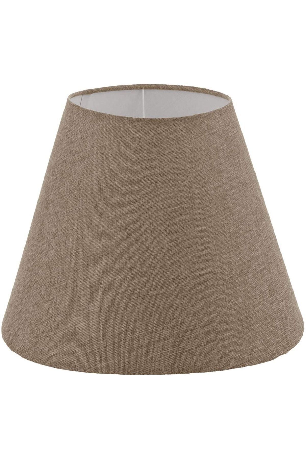 SerenityHaven Bej Lambader Başlığı Çap 35 cm Konik Kumaş AB851