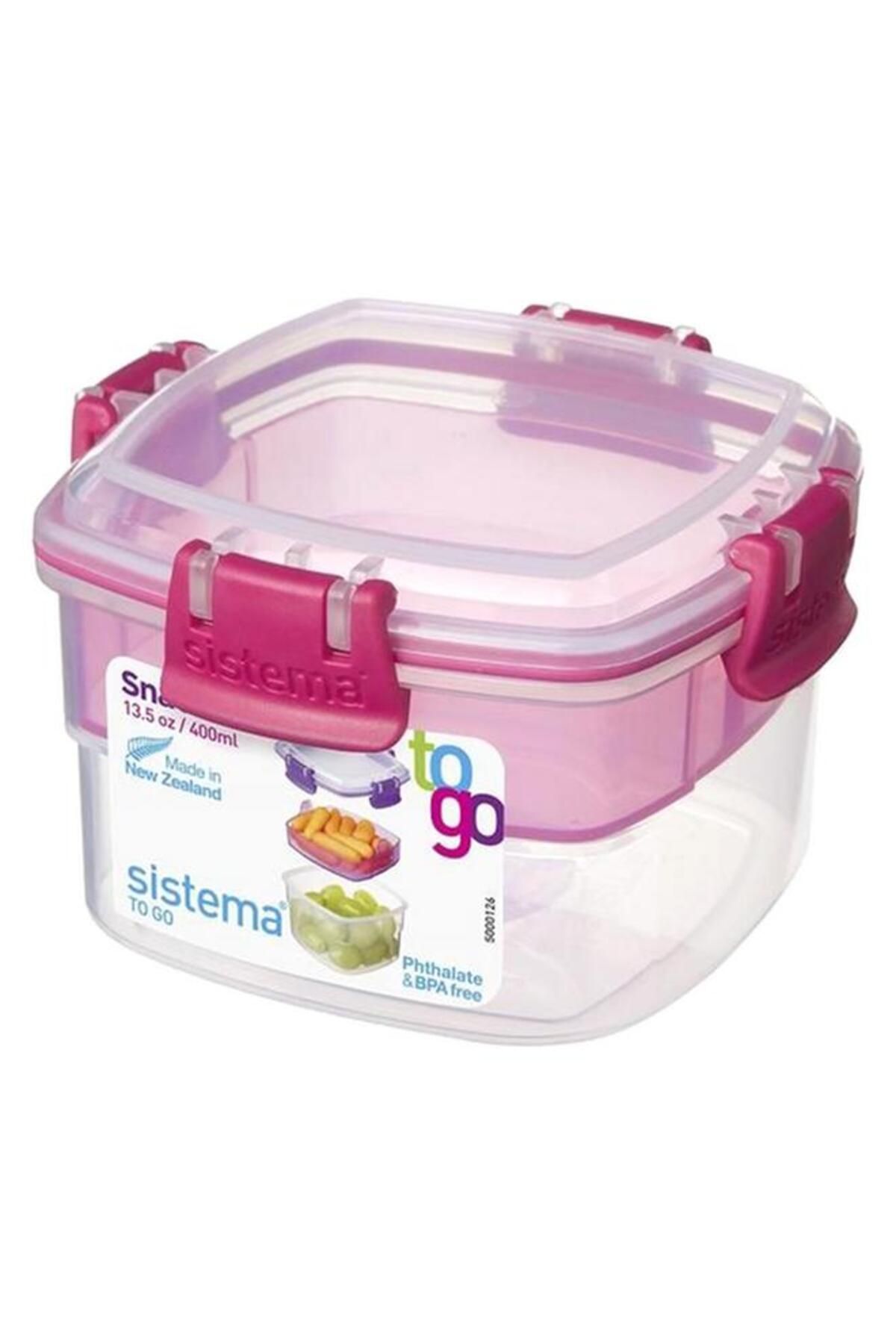 Generic-sistema Square Food Storage Container Clear and Pink 400ml (Multicolour) 3