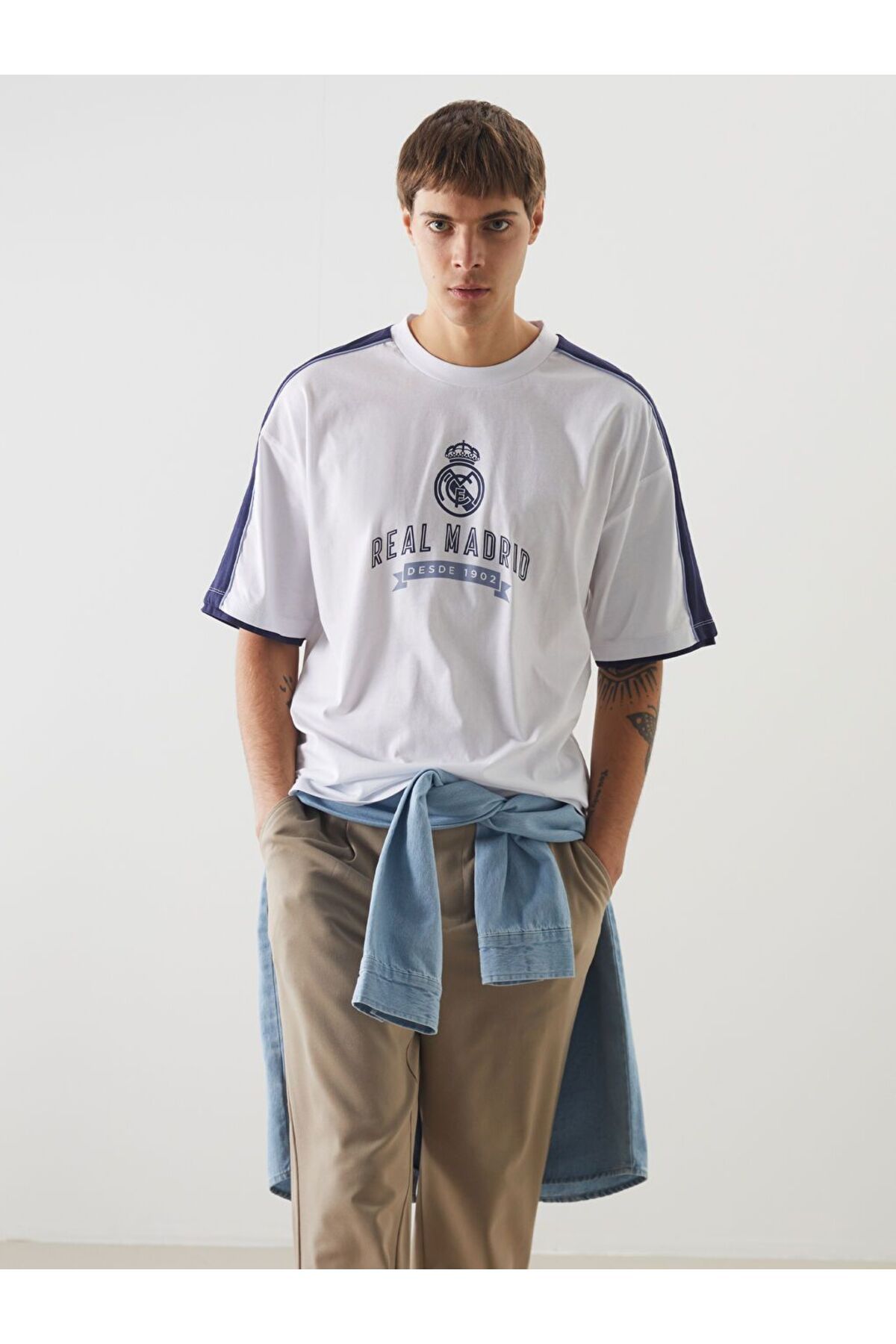 LC Waikiki XSIDE ACTIVE Bisiklet Yaka Real Madrid Baskılı Erkek Taraftar Tişört