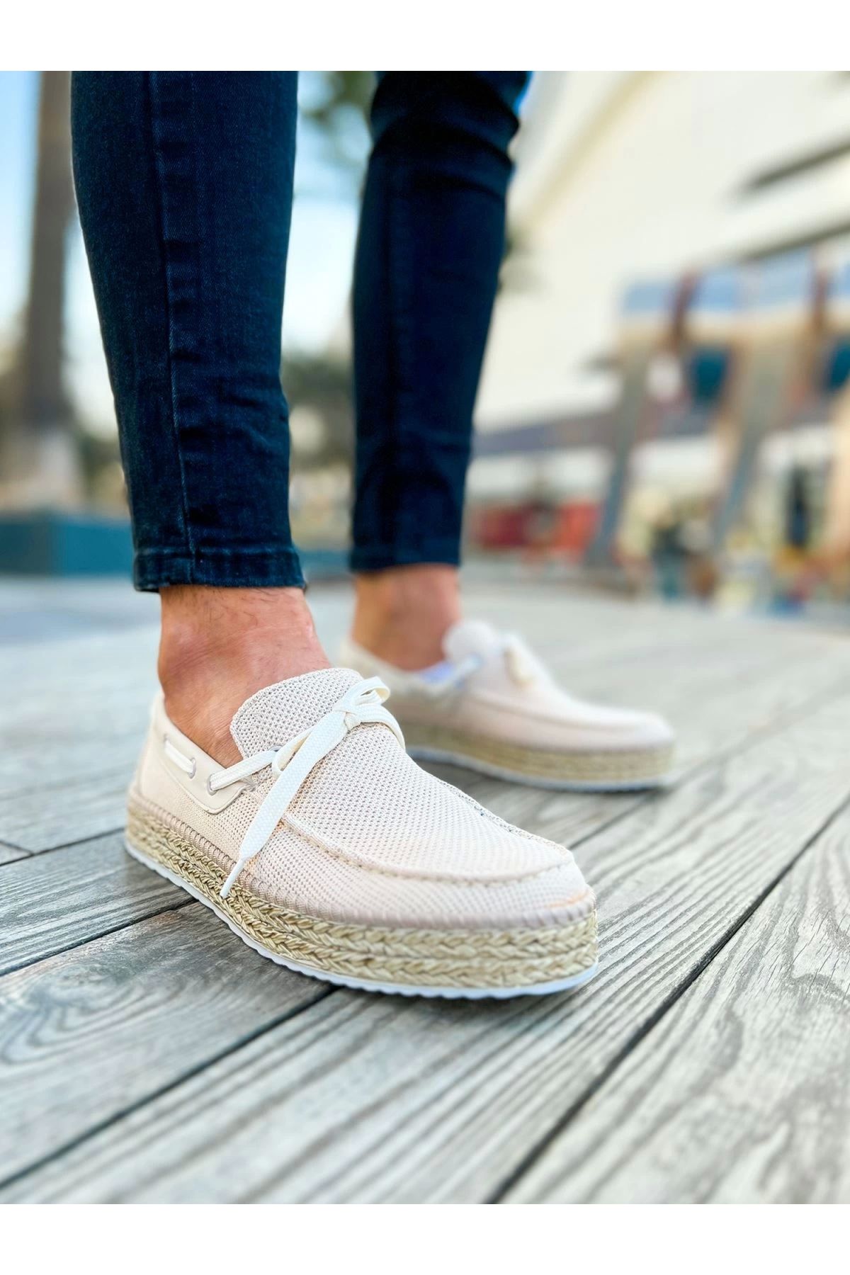 POLEXP Rahat ve Şık Espadril Erkek Ayakkabı - BEJ