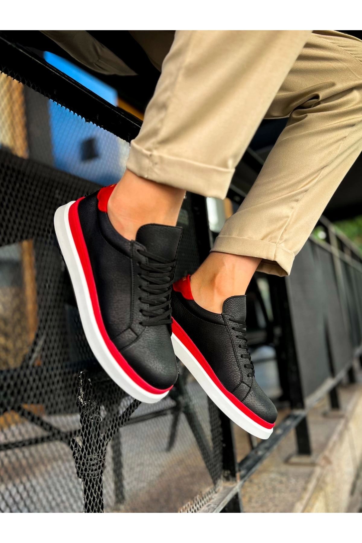 POLEXP CH979 Santoni GBT Spor Erkek Ayakkabı SIYAH/KIRMIZI
