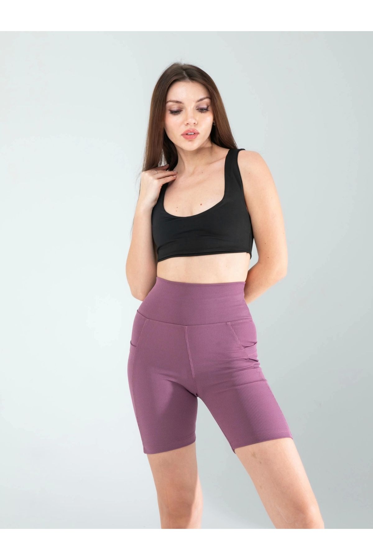 POLEXP Fitilli Lila Push Up Biker Tayt