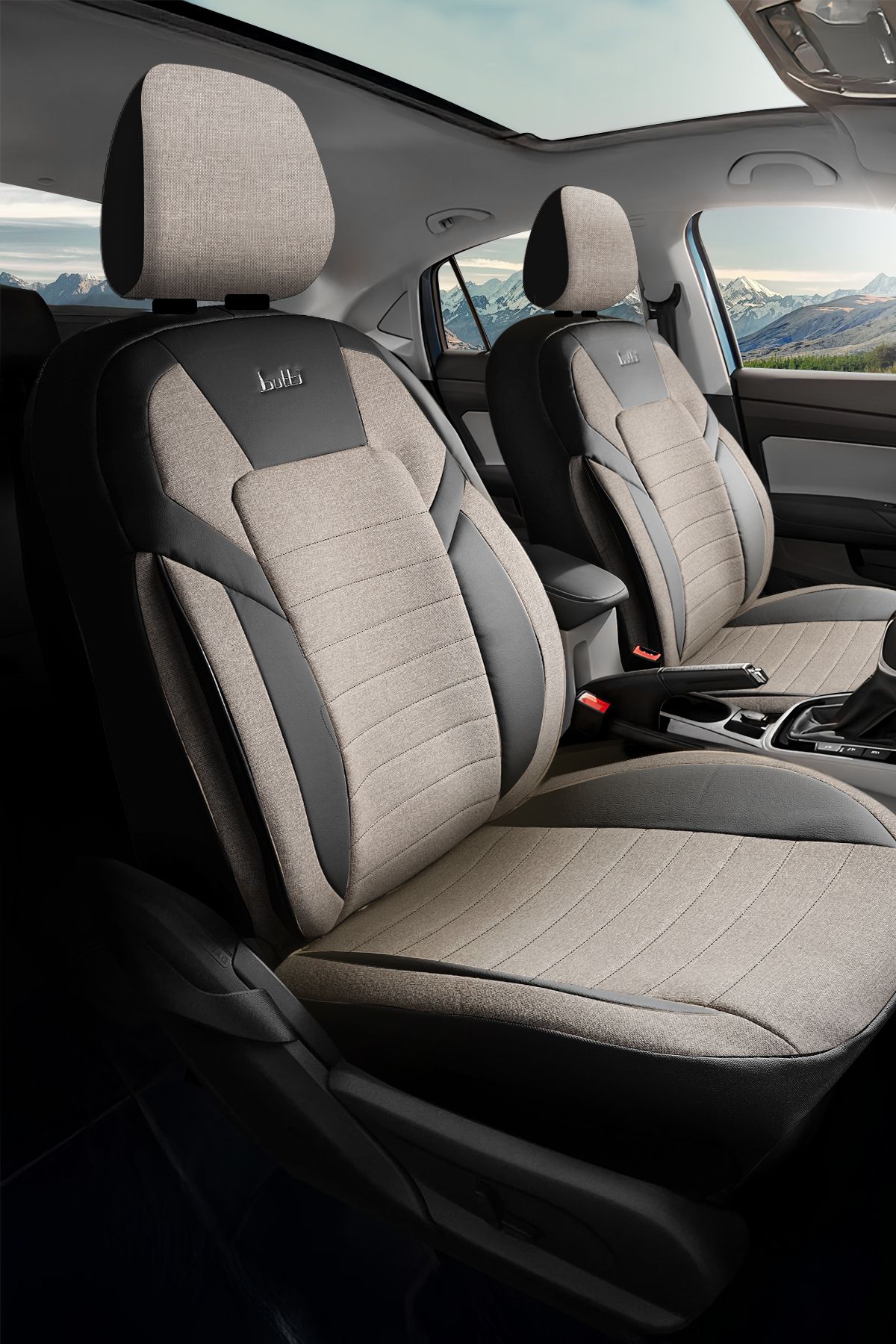 BOTİ Butti Lino Serisi Keten Oto Koltuk Kılıfı – Airbag Uyumlu Tam Set – Ön & Arka Koltuk