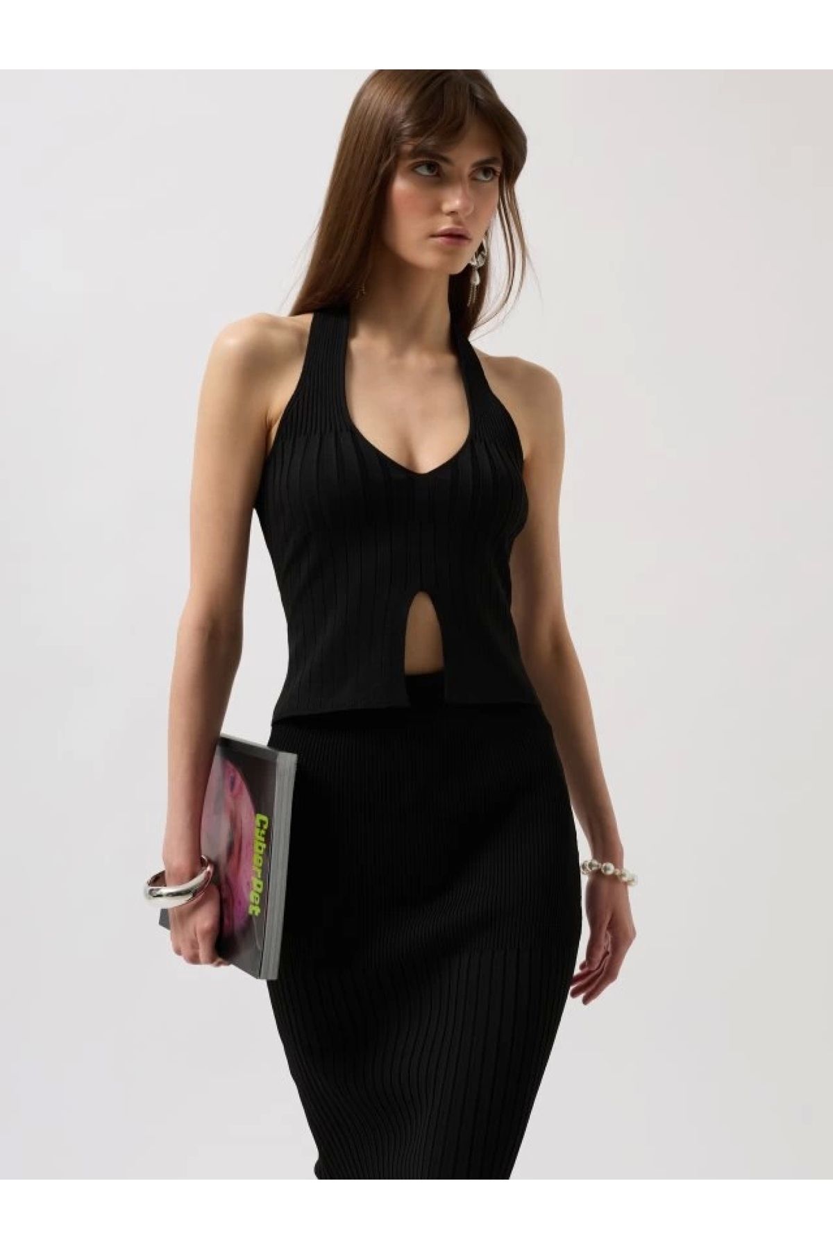 POLEXP V Detay Dokulu Crop Bluz