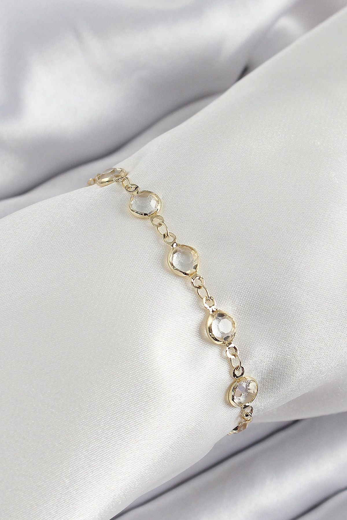 GLIMMERY Pirinç Gold Renk Zirkon Taşlı Kadın Bileklik