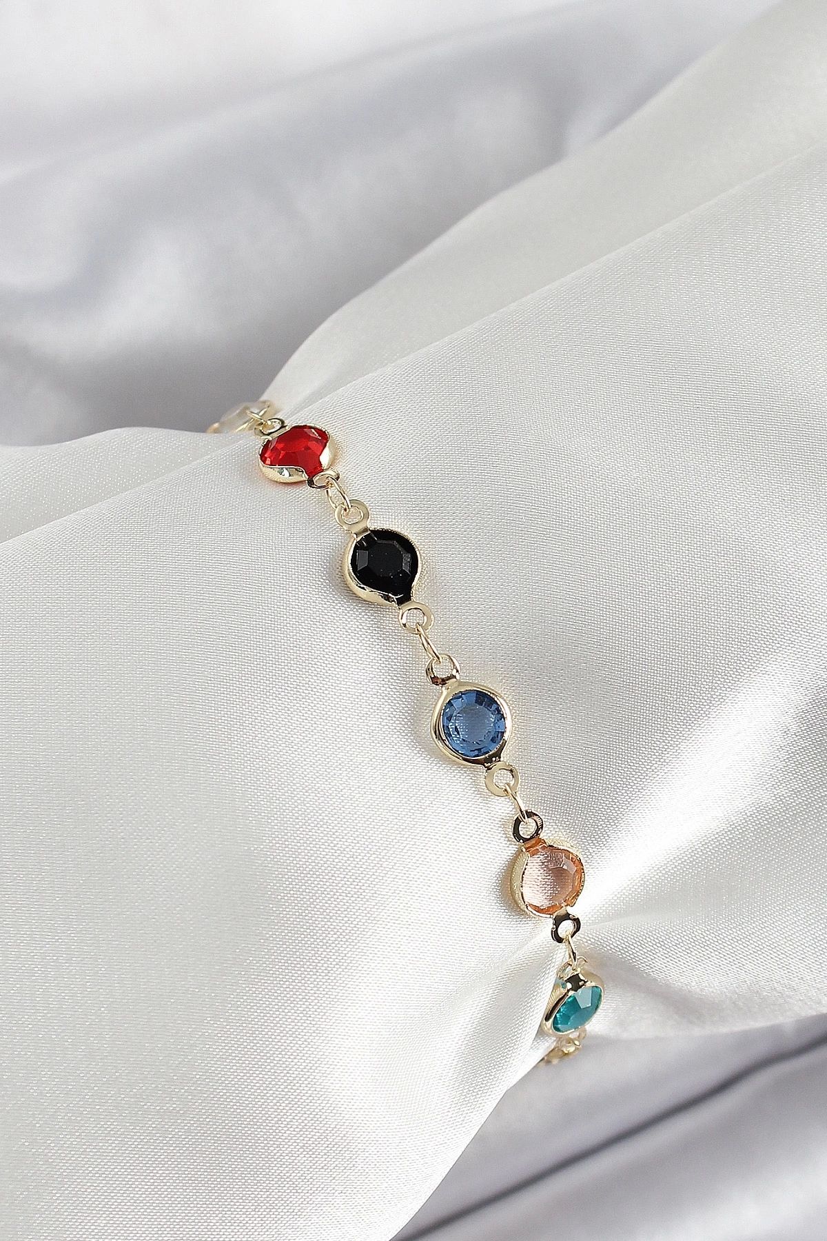 GLIMMERY Pirinç Asorti Model Gold Renk Zirkon Taşlı Kadın Bileklik