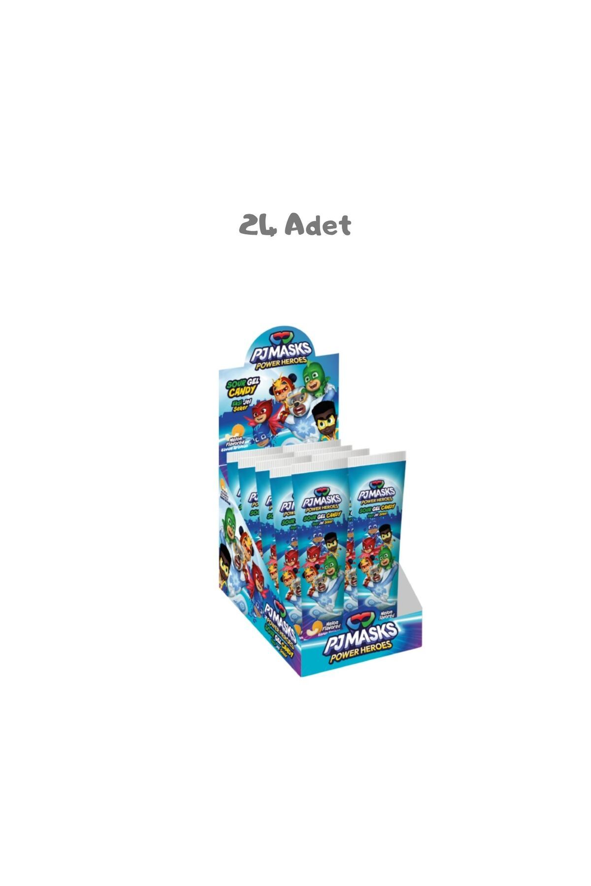 Pj Mask PJ Masks Ekşi Jel Şeker (Tüp) Kavun Aromalı (35 Gr.) 24 Adet