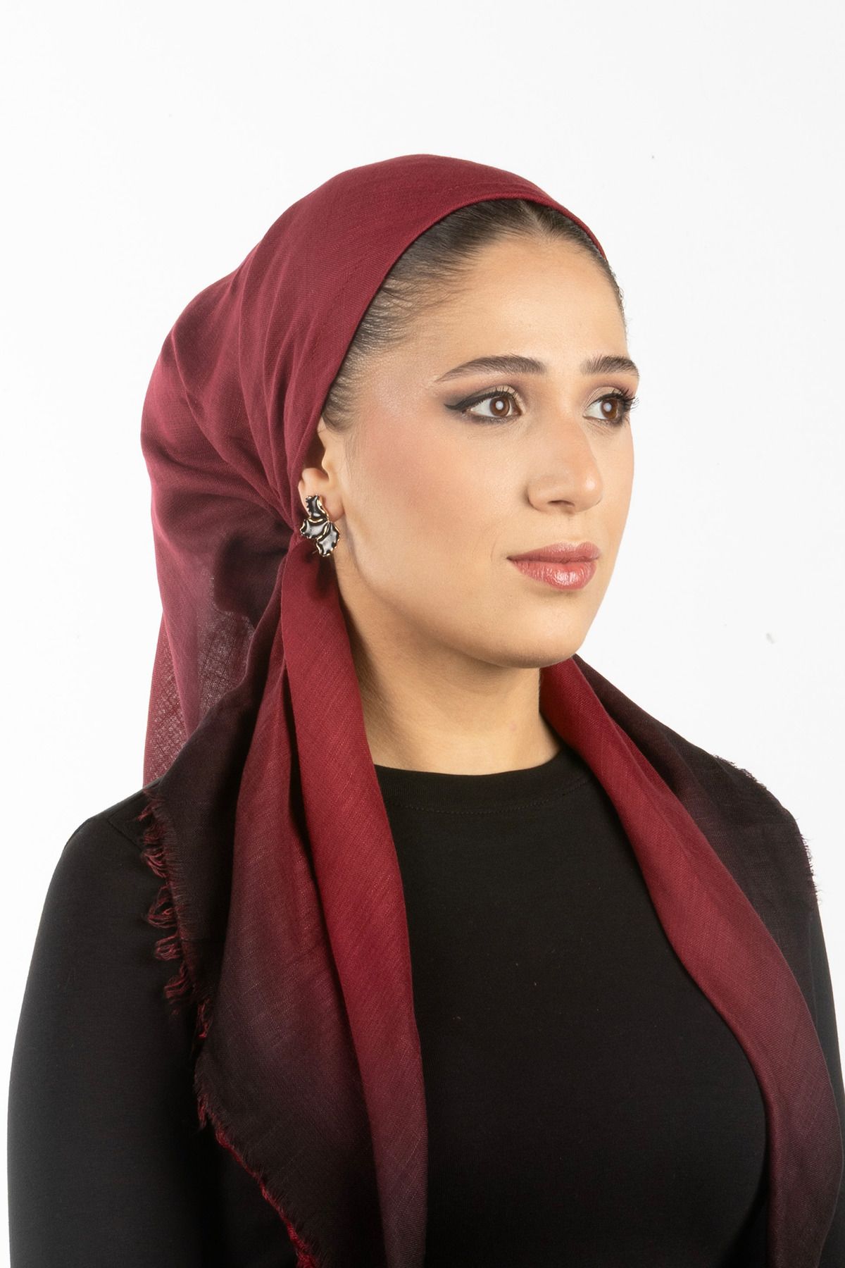 safura Yeni Özel Tasarım Bone Eşarp - Degrade Desen, Ayarlanabilir Ense Lastik, Kaymaz Kadife Şerit