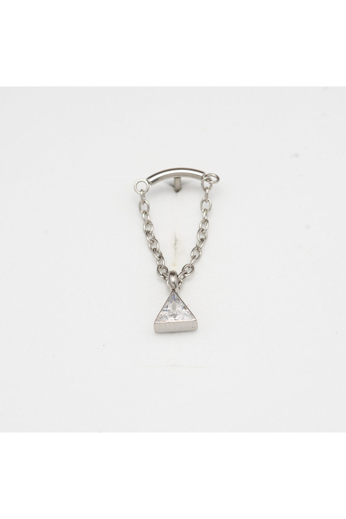 Piercing by Sever SALLANTILI ZİNCİRLİ ŞEFFAF TAŞLI ÇELİK PIERCING… GÜMÜŞ/SILVER RENKLİ (TARGUS HELIX CONCH FLAT)