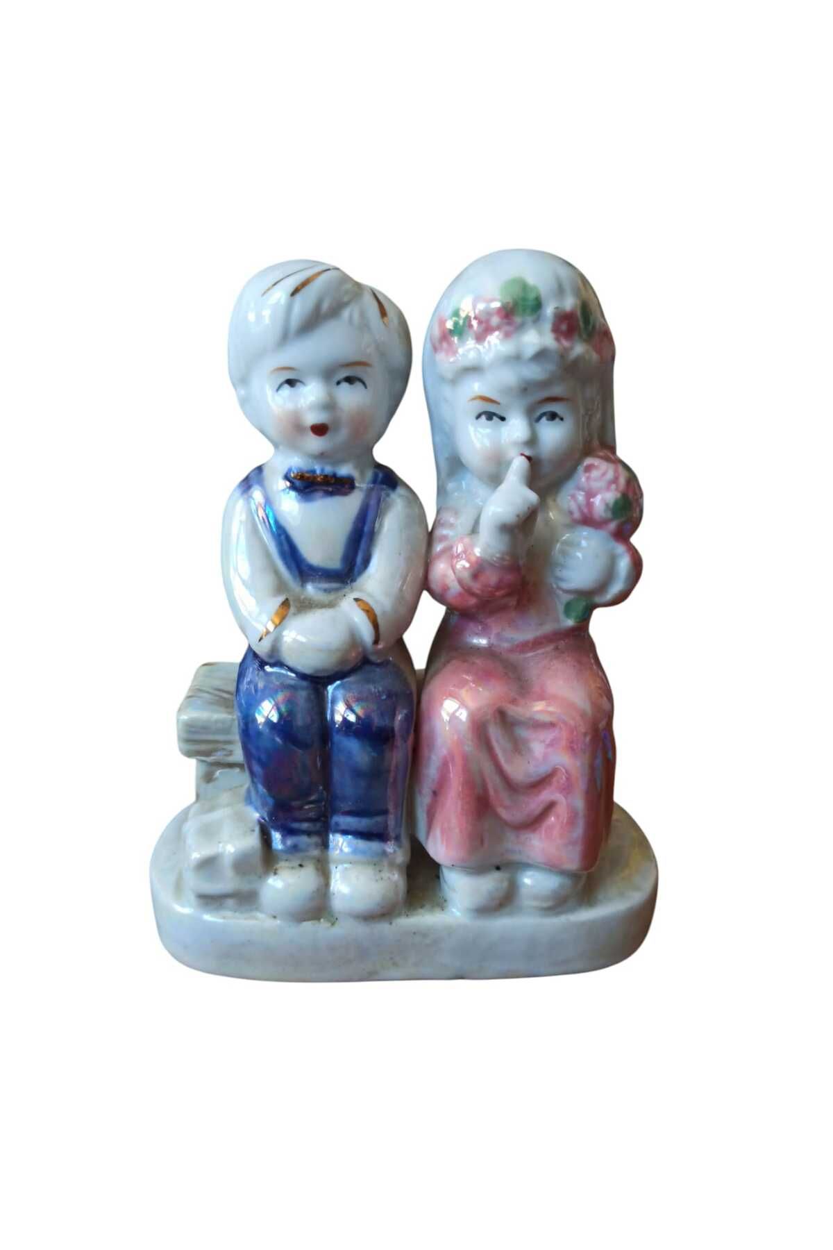 Hureggo vintage porselen bankta oturan nişanlı çift biblo & 13 x 10 cm
