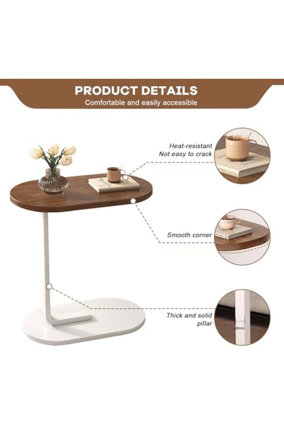 Generic-Side Tables for Small Spaces，Sofa Side Table Small Coffee Table Anti-Rust Waterproof, End Tables 6