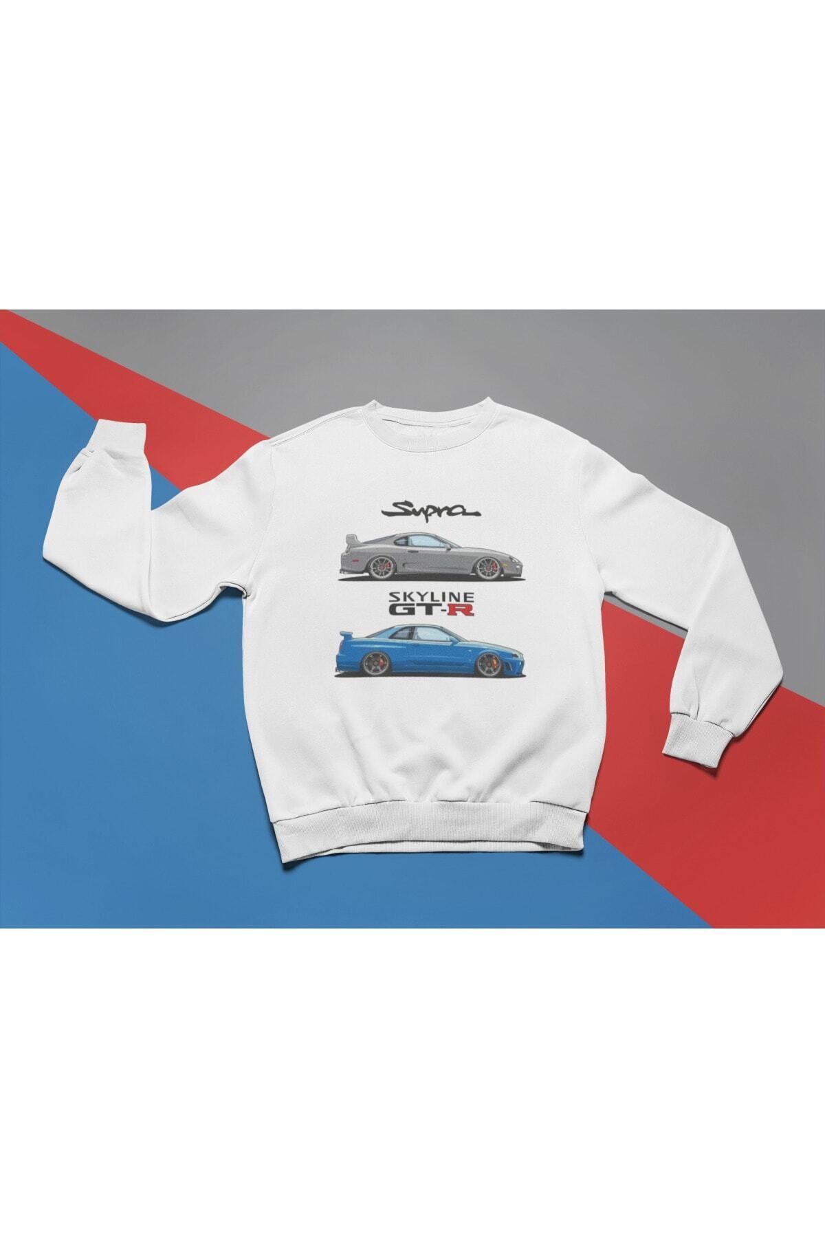 Pisa Art Supra & Gtr R34 Tasarımlı Sweat - Premium Kalite Çatlama,solma Yapmayan Baskı