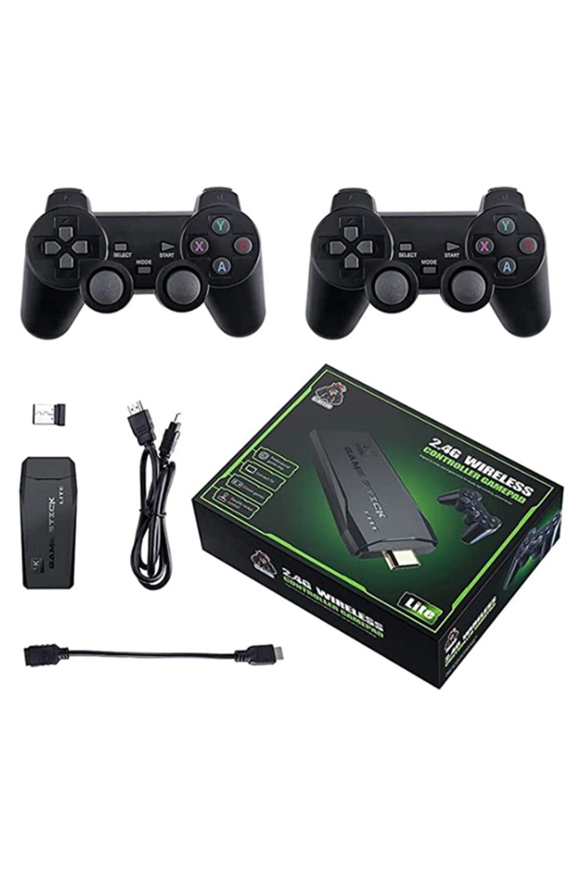 MACON-Classic M8 Game Stick 4K Game Console with Two 2.4G Wireless Gamepads Dual Players HDMI Output Built 1