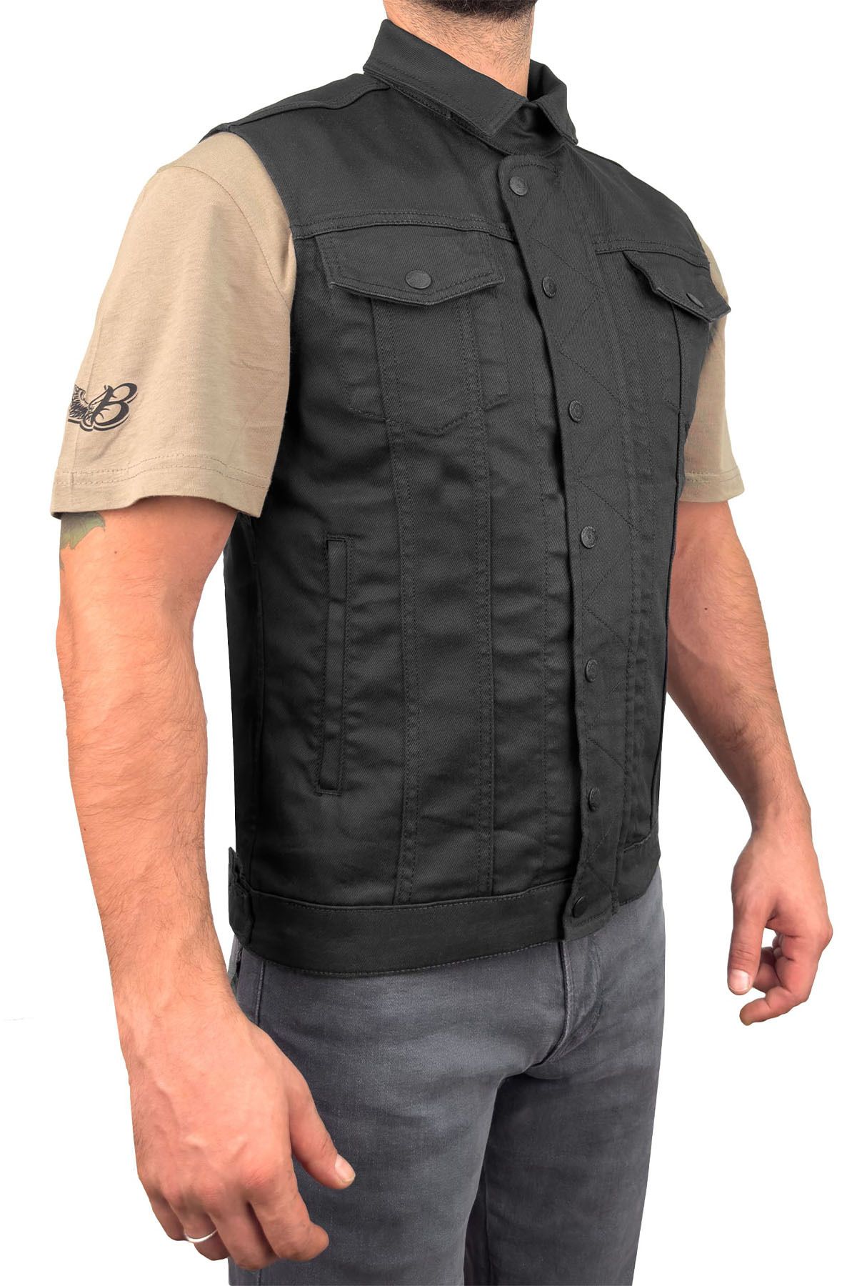The Biker Jeans Black Iron Vest Motosiklet Yeleği Erkek