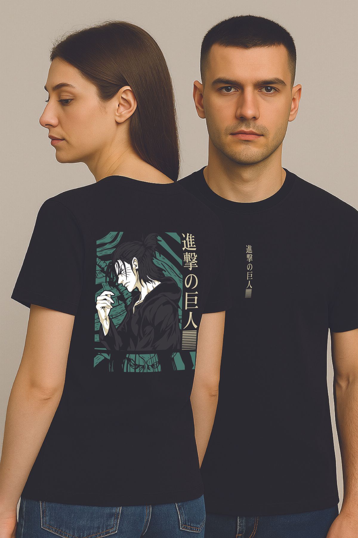 By Caspita Fashion Lenithra Attack on Titan Eren Anime Sırt Baskılı Unisex Oversize Füme T-shirt