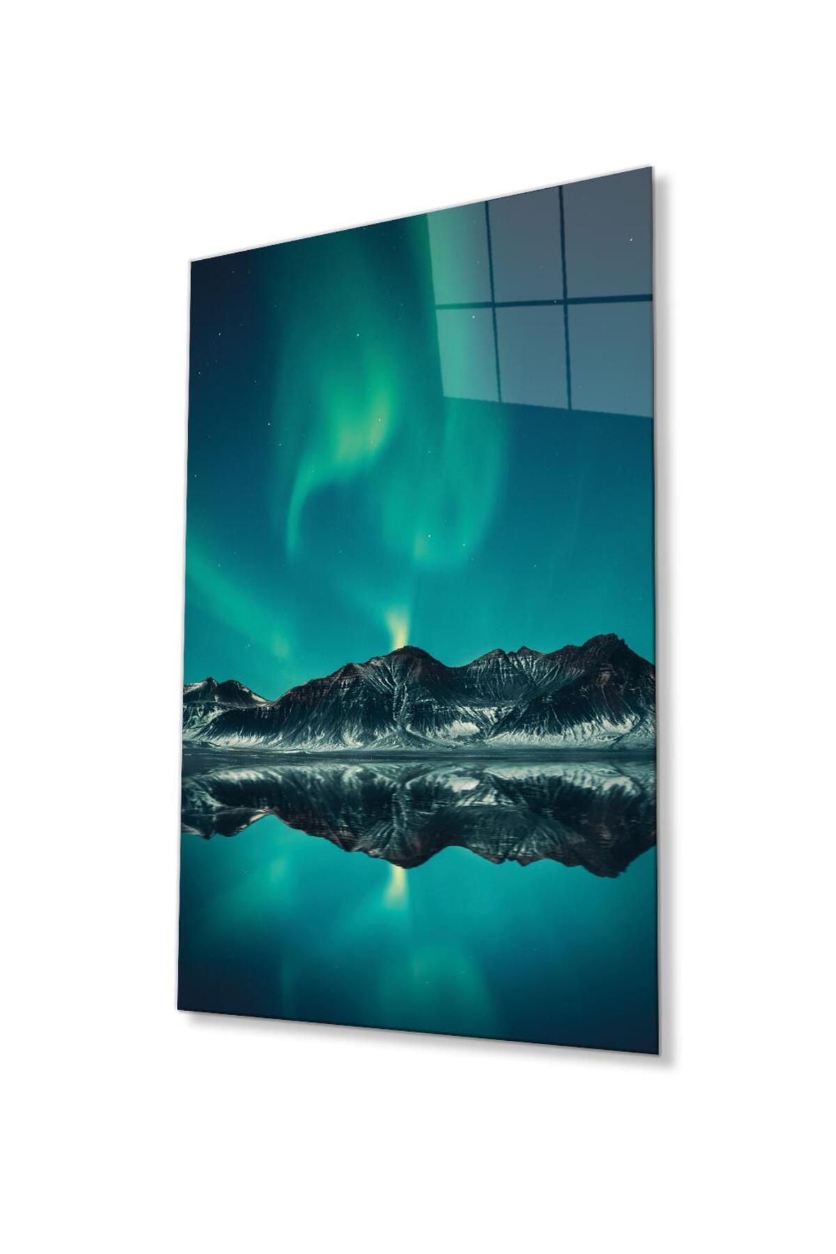 idealizbiz Dağ Yansıma Manzara Cam Tablo 4mm Dayanıklı Temperli Cam Mountain Reflection Landscape Glass Table