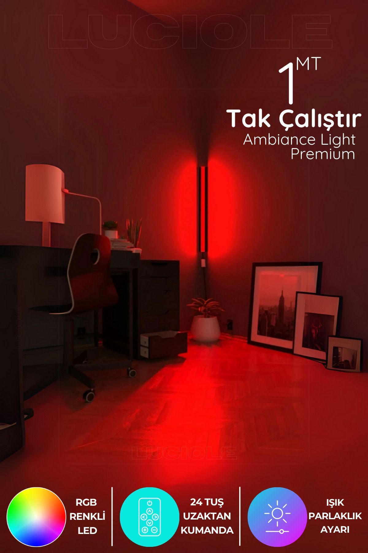 SerenityHaven Led Lambader Renk Rgb Animasyon Uzaktan Kumandalı Yapışkanlı Dured