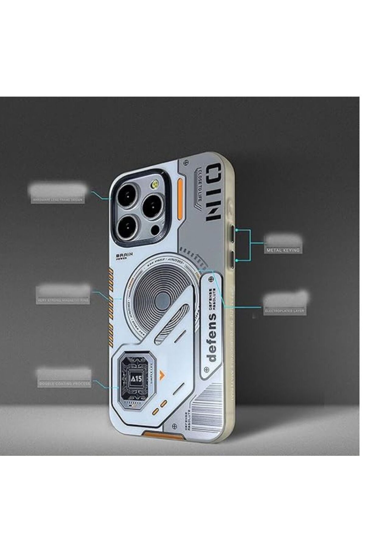Gtech-Phone Case Cyberpunk / Sci-Fi, G-Tech, compatible with Apple iPhone 16 Pro Max, MagSafe, White 2