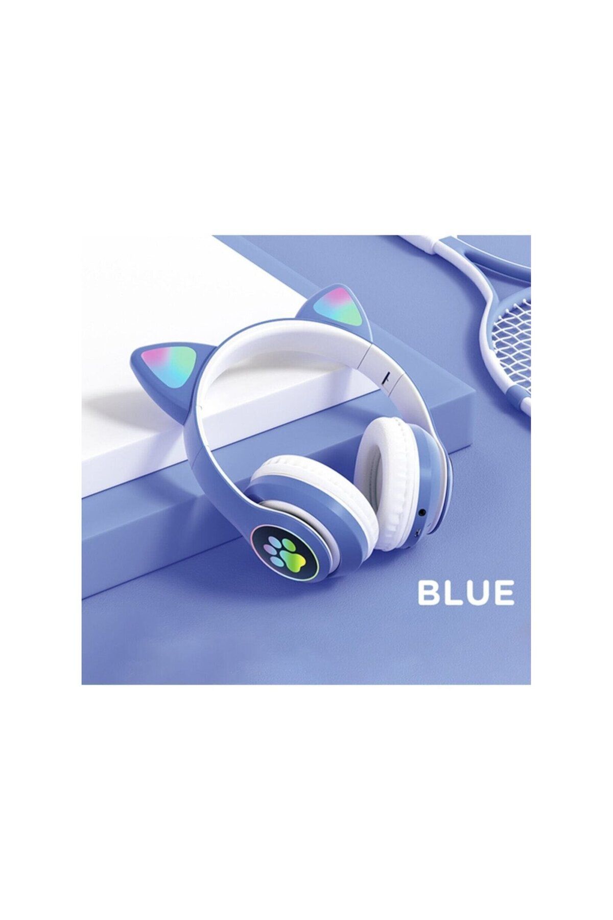 JNUOBI Işıklı Bluetooth Yeni Stn-28 Model Figürlü Kedi Kulaklık Radyo Hafıza Kartı