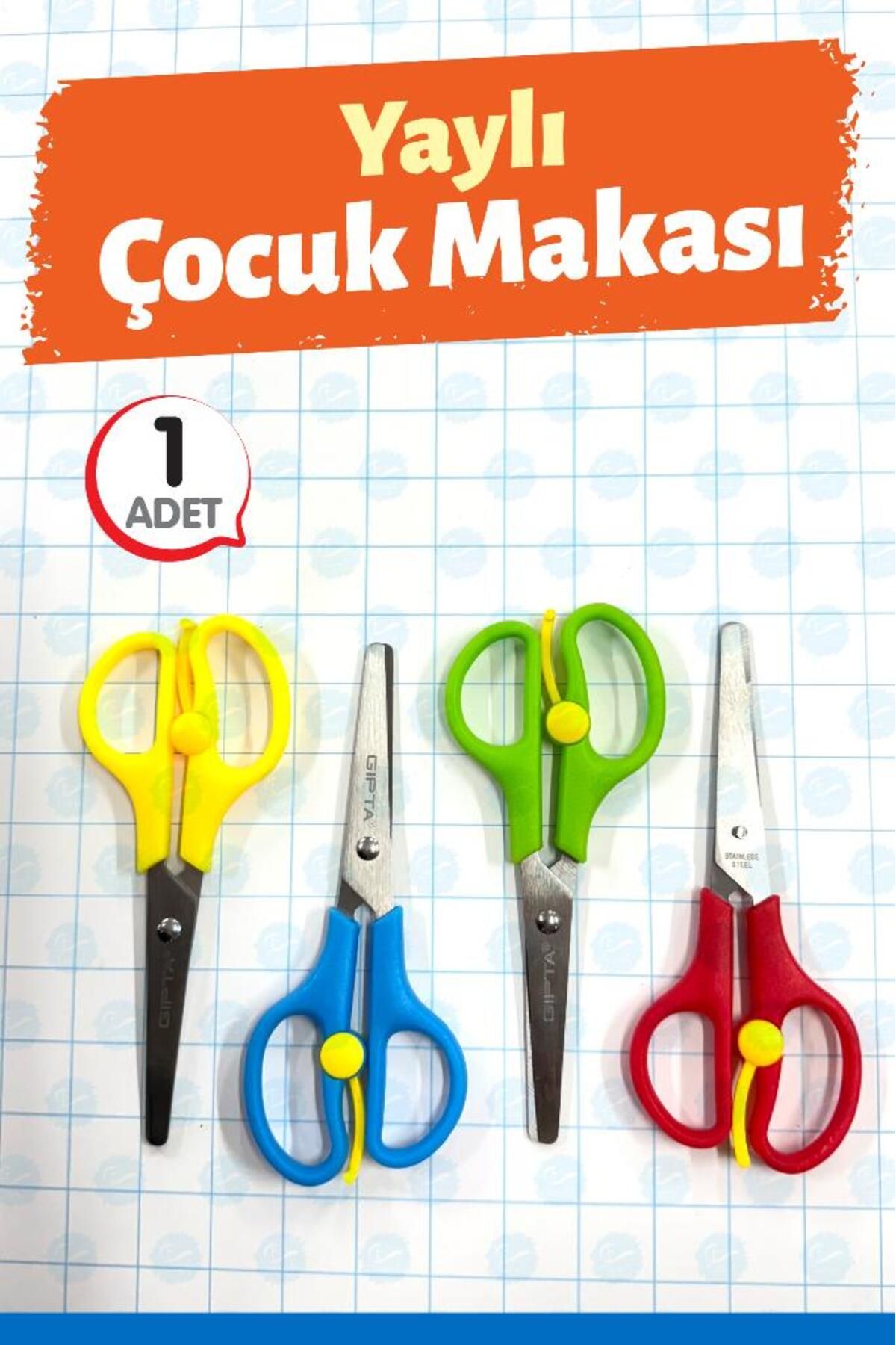 t tuğset etiket Korumalı Küt Uçlu Plastik Gövdeli Yaylı Çocuk Makası 1 adet-T1420