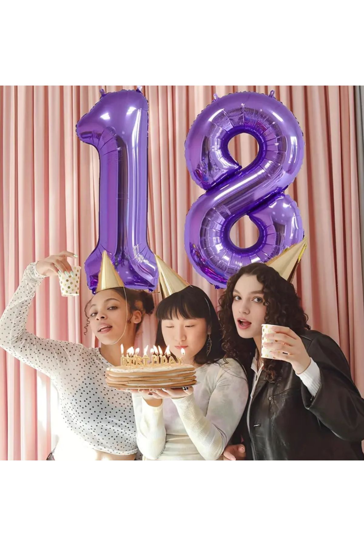 So Iconic Doğum Günü Partisi için Mor Renk Büyük Folyo Rakam Balon / 5 Yaş