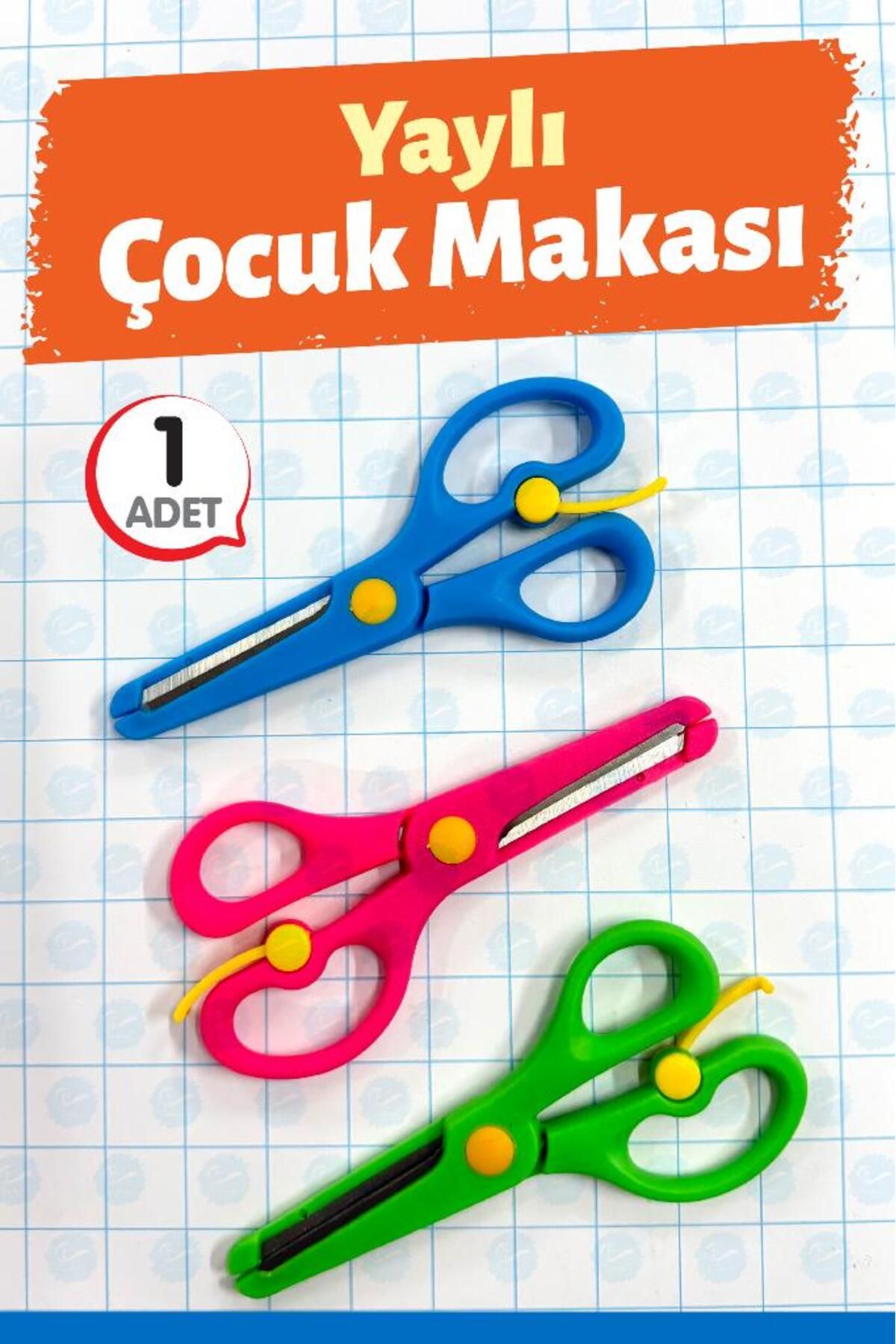 t tuğset etiket Korumalı Küt Uçlu Plastik Gövdeli Yaylı Çocuk Makası 1 Adet-T1419