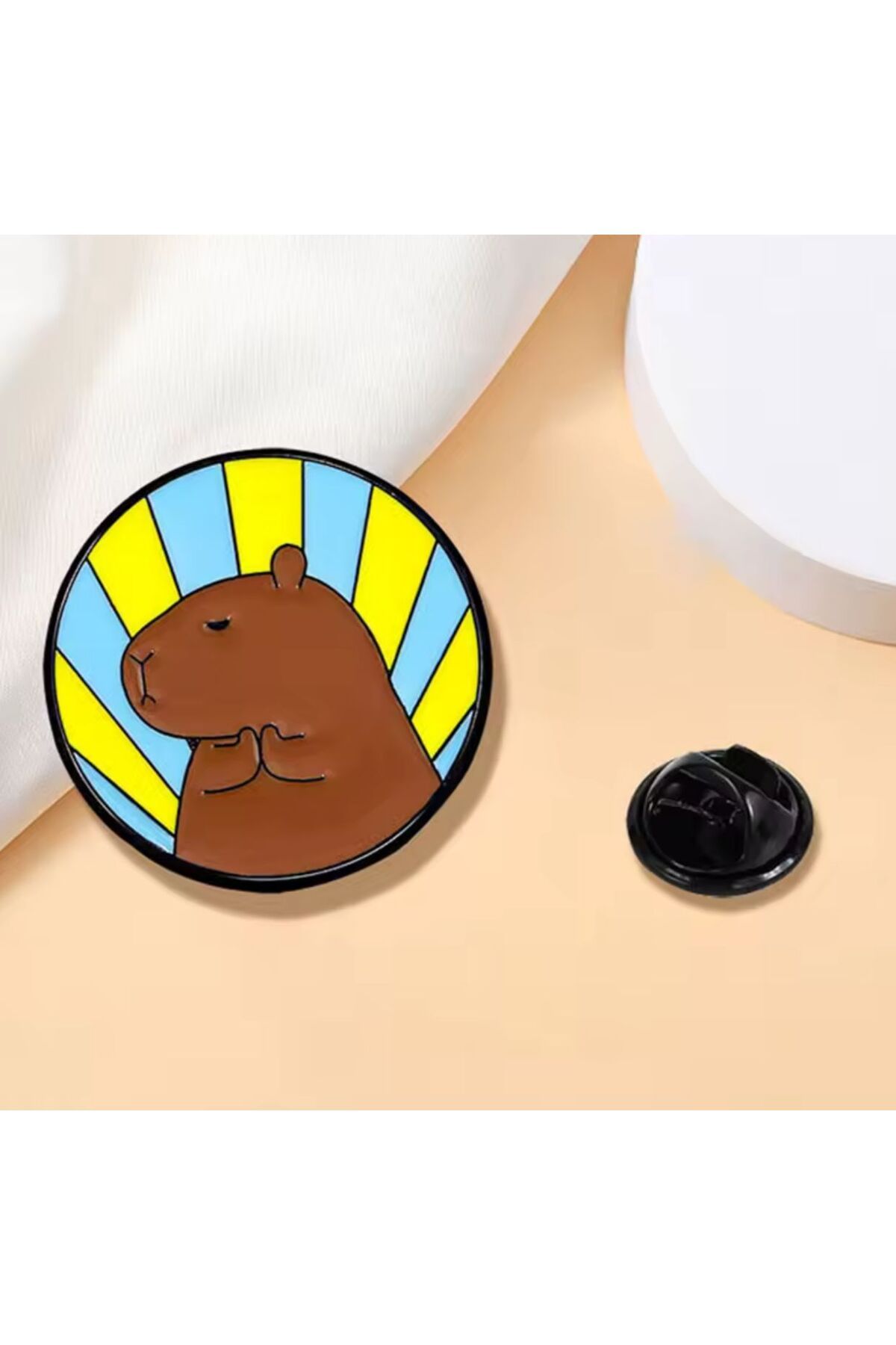 OZN AKSESUAR Capybara kadın broş, çocuk broş, iğneli broş, klipsli broş yaka broşu, çeket yaka iğnesi, mineli B74