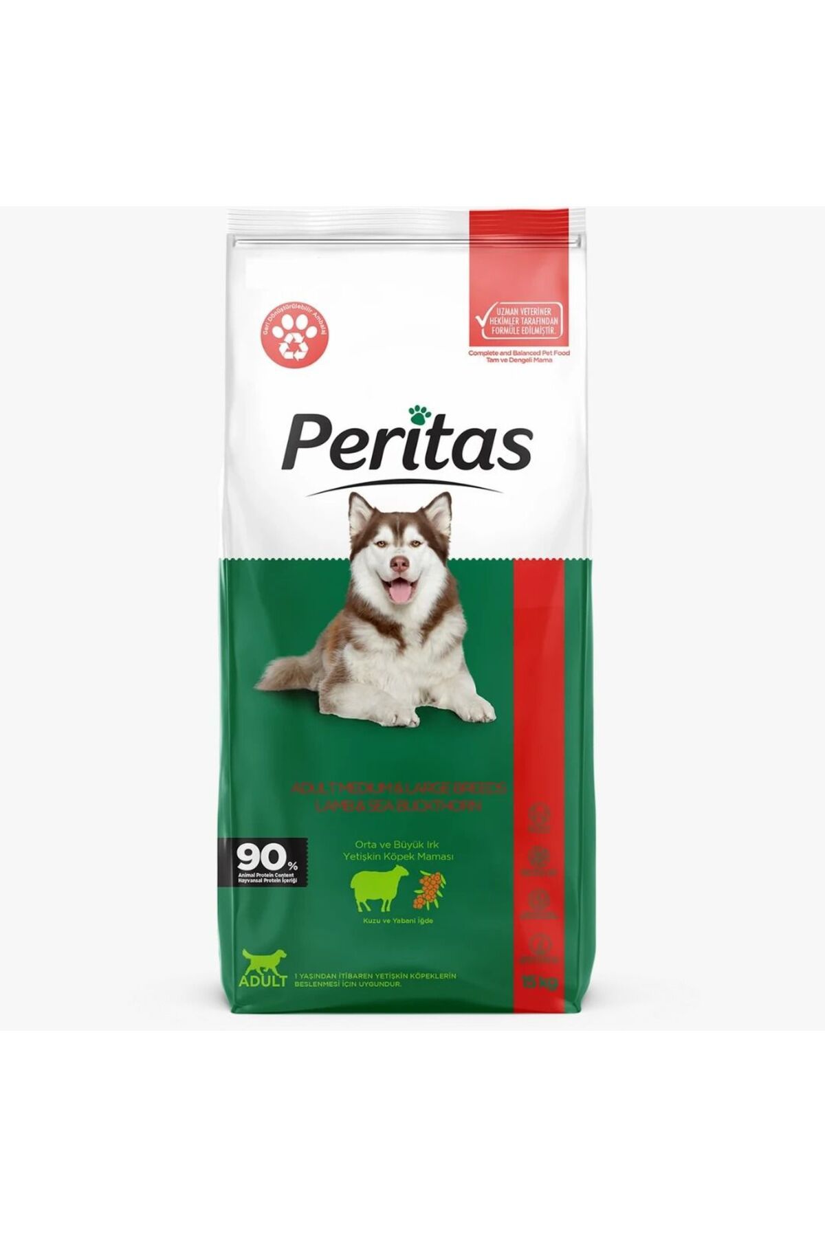 PERİTAS ORTA VE BÜYÜK IRK YETİŞKİN İĞDELİ VE KUZULU KÖPEK MAMASI 2 KG