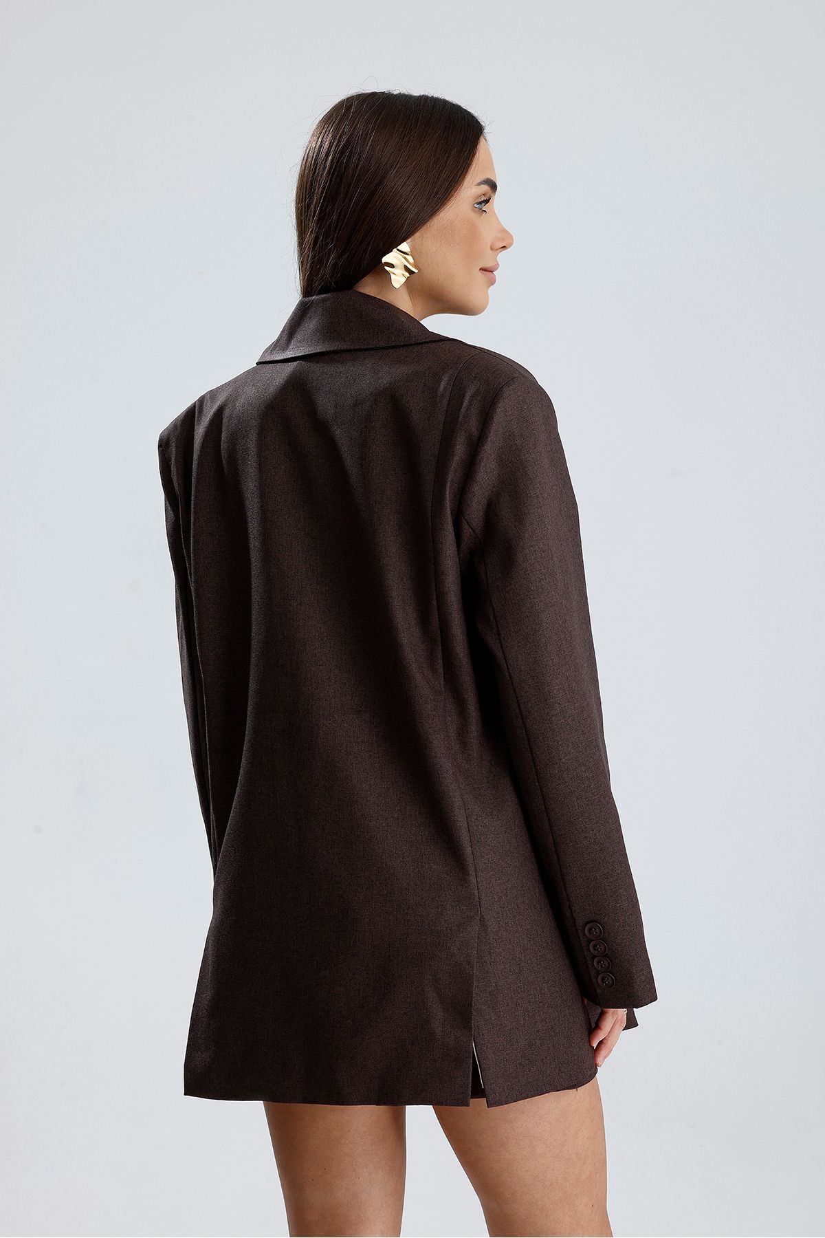 VAPUR TEKSTİL-Three-Pocket Oversized Blazer Jacket with Front Buttons 6