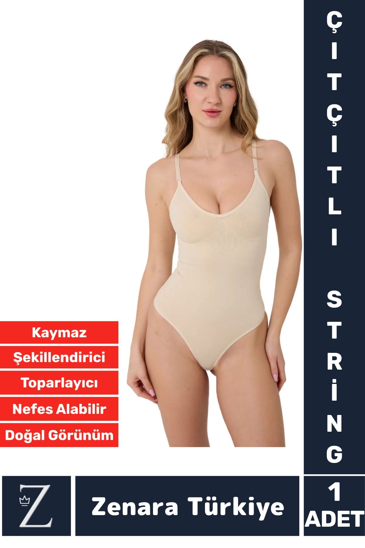 Zenara İz İç Göstermez Kaymaz Vücut Şekillendiren Sıkılaştıran Toparlayan Çıtçıtlı String Body Korse