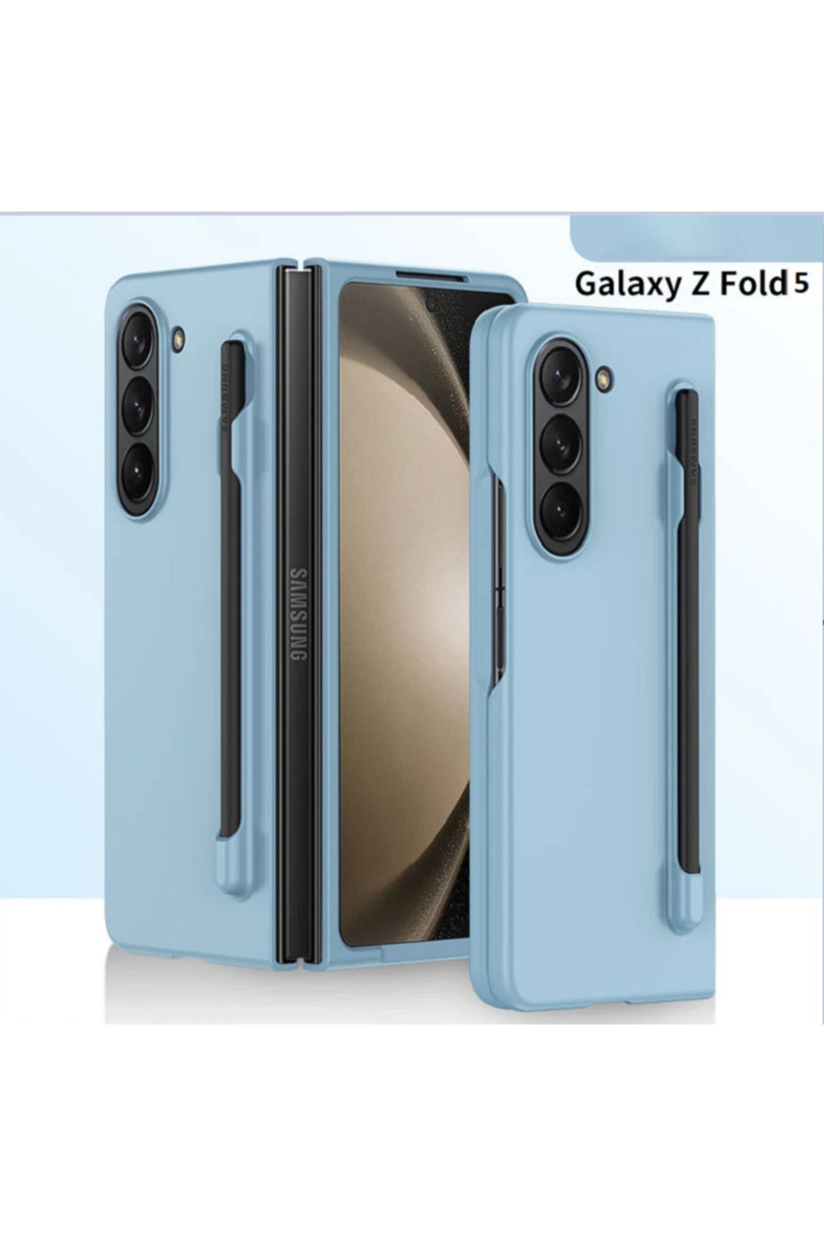 Newon SAMSUNG Z FOLD 4 MAVİ RENK KALEMLİ TELEFON KILIFI KAPAK COVER CASE