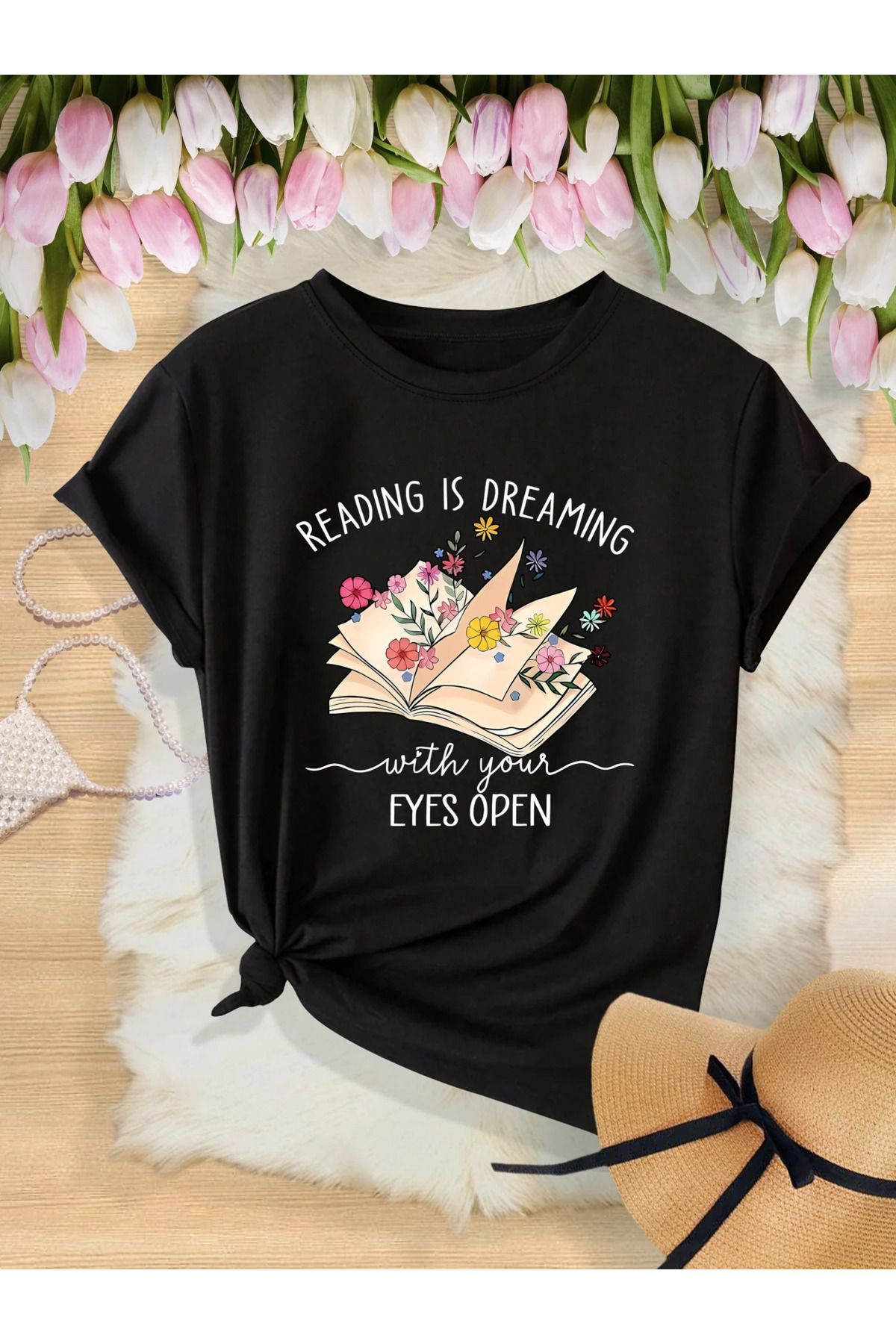 aynewmoda Kitap desenli, kısa kollu, yuvarlak yakalı spor tişörtü, koşu ve günlük kullanıma uygundur.