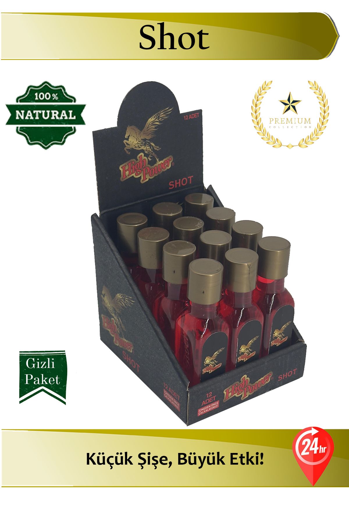 HIGH POWER Herbioxs High Power Enerji Power Shot 12 Adet Özel Seri Tüp Form 24 Saat Etkili