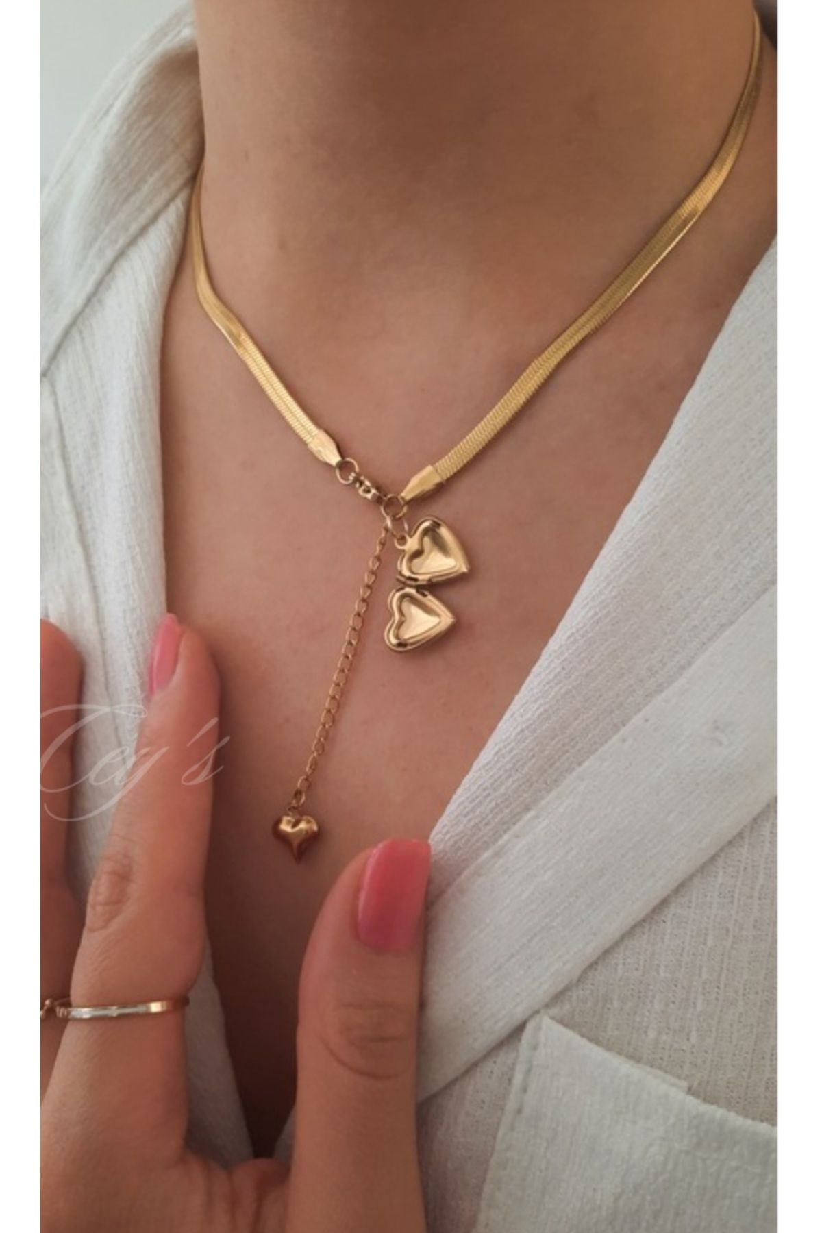 Cey's fashion Çelik Açılan Kalpli Locket Kolye Çelik Kalpli Locket Kolye
