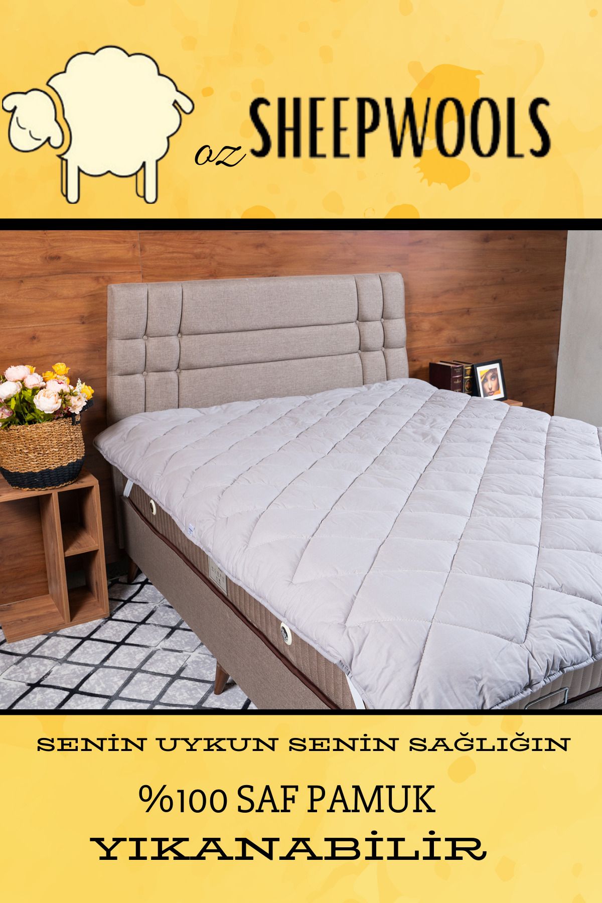 ozsheepwools Çift Kişilik İnce Pamuk Yorgan %100 Koza Pamuğu Yıkanabilir Kumaş Doğal İç Dolgu 1.6 kg