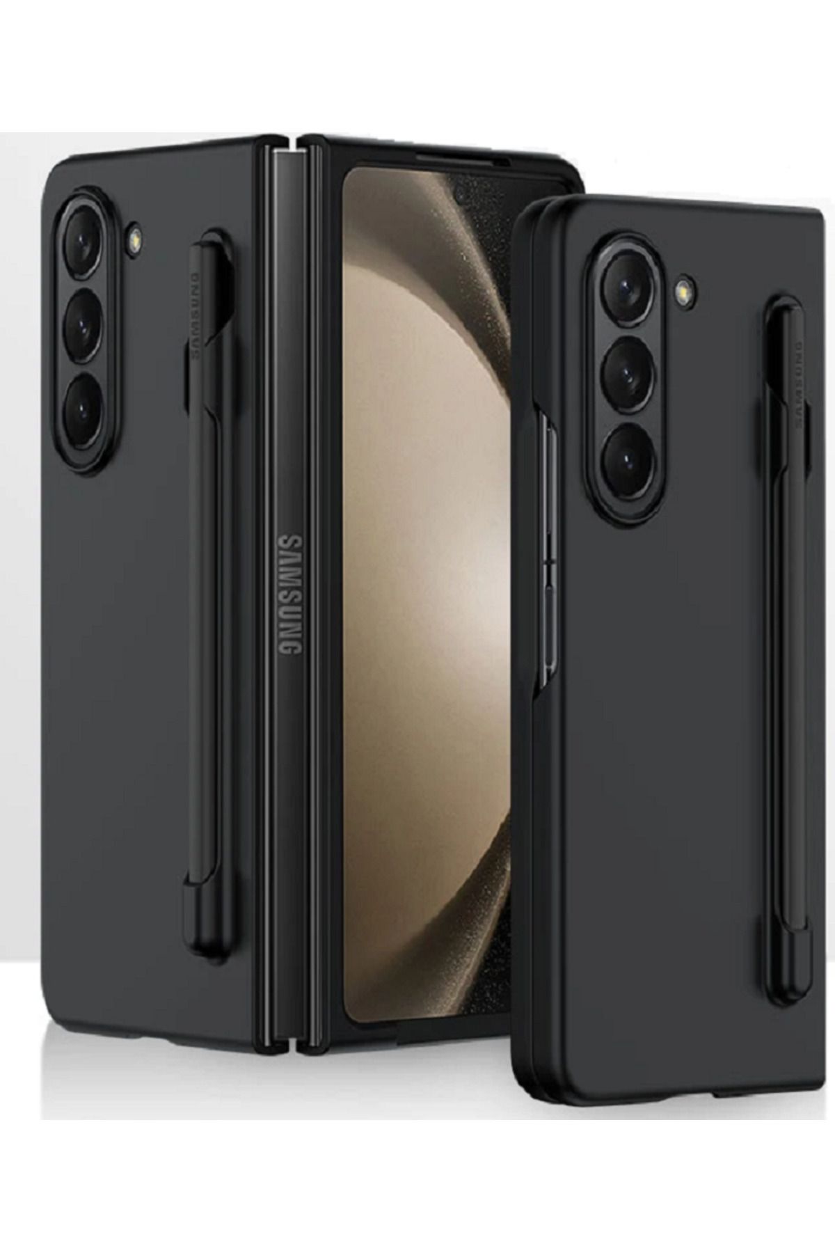 Newon SAMSUNG Z FOLD 4 SİYAH RENK KALEMLİ TELEFON KILIFI KAPAK COVER CASE