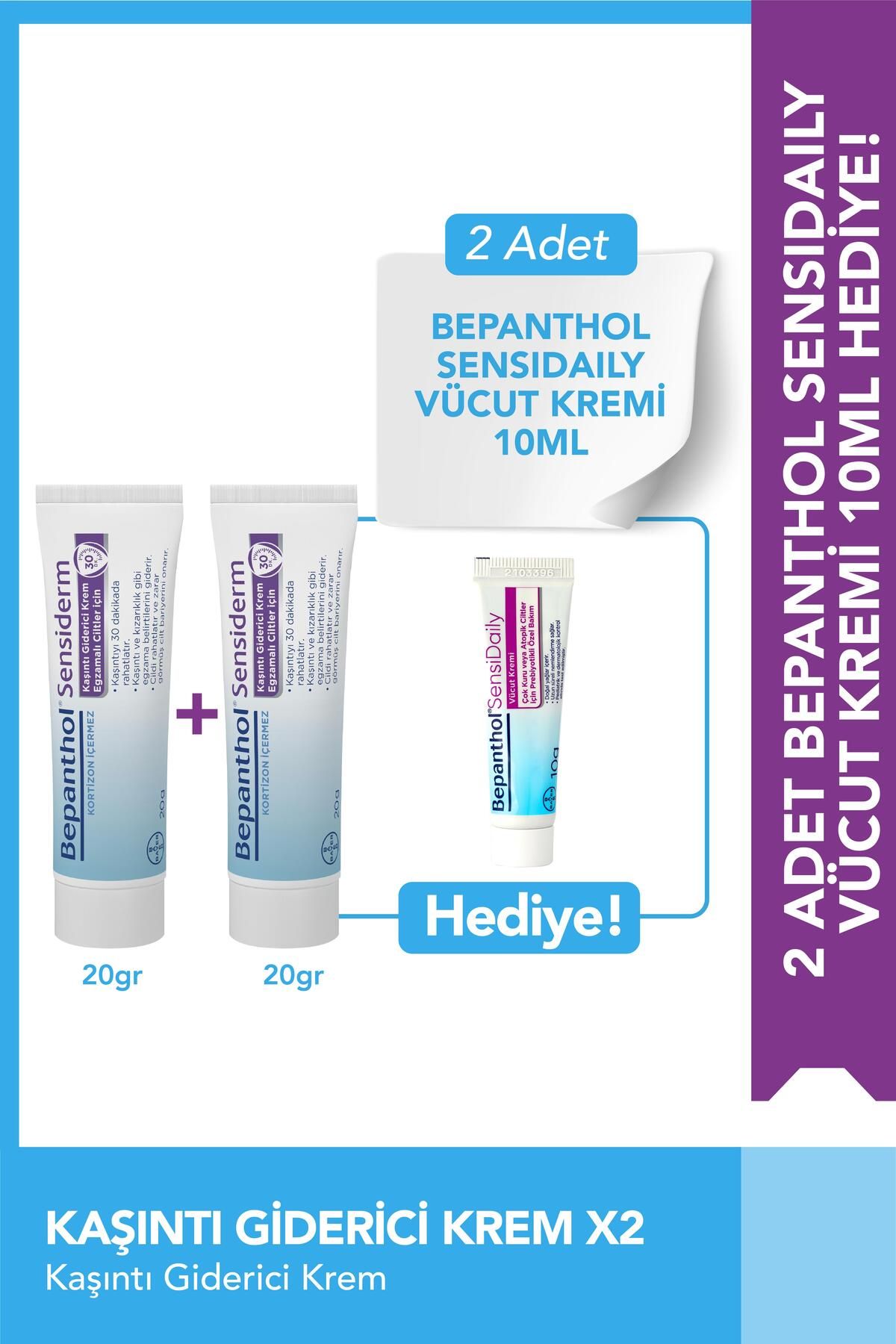 Bepanthol Sensiderm 20g 2'li Paket + Sensidaily Mini Boy Hediye - İçin Günlük Vücut Bakım