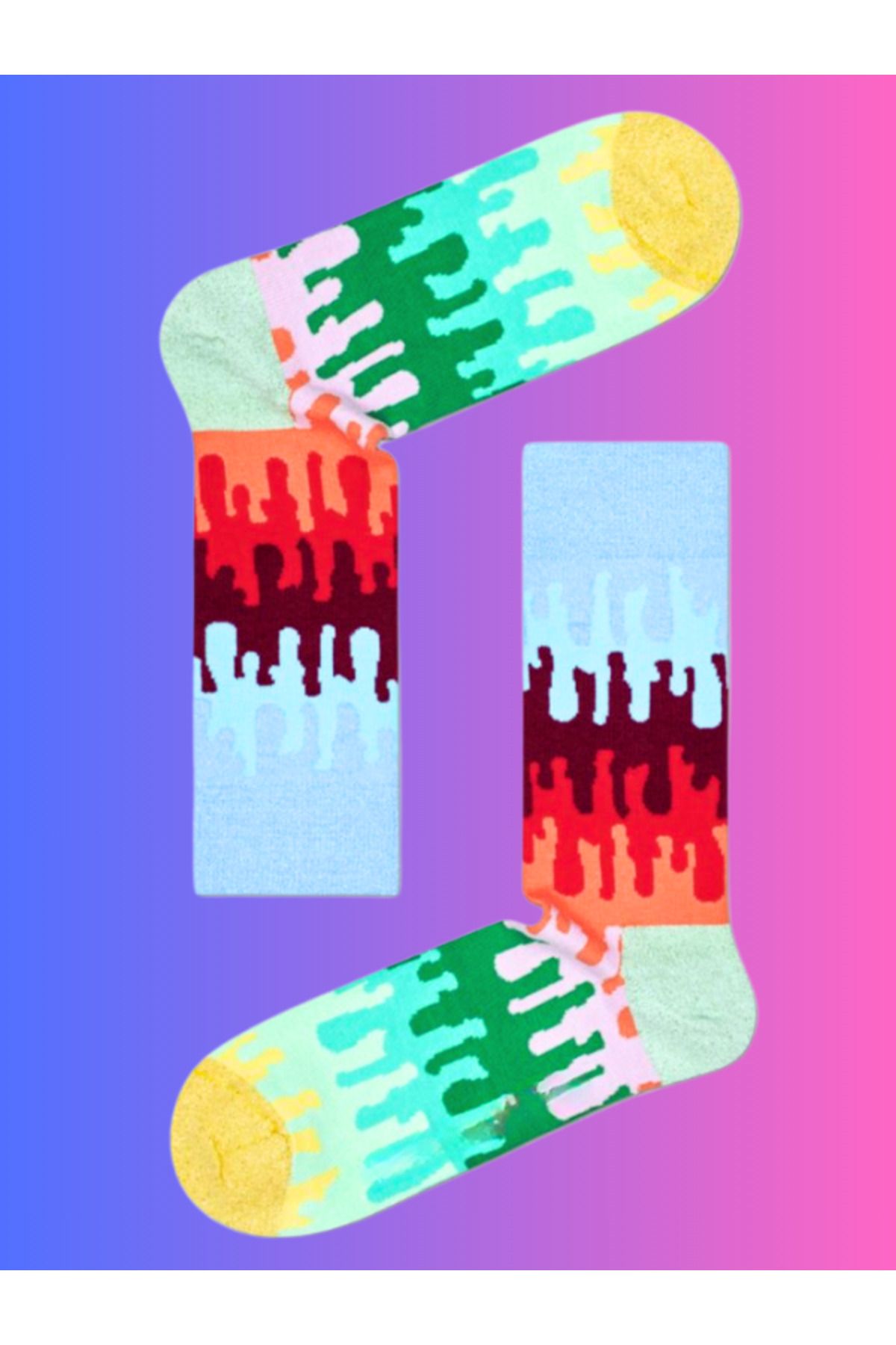 Shuttle Park Özel Seri Happy Renkli Paint Desenli Socks Eğlenceli Rahat Tasarım Tarz Soket Dikişsiz Çoraplar