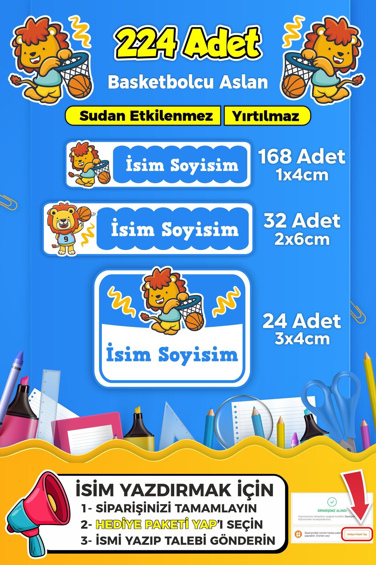 SB store Basketbol Temalı Okul Kreş Kişiye Özel İsim Etiket Seti - Model 247