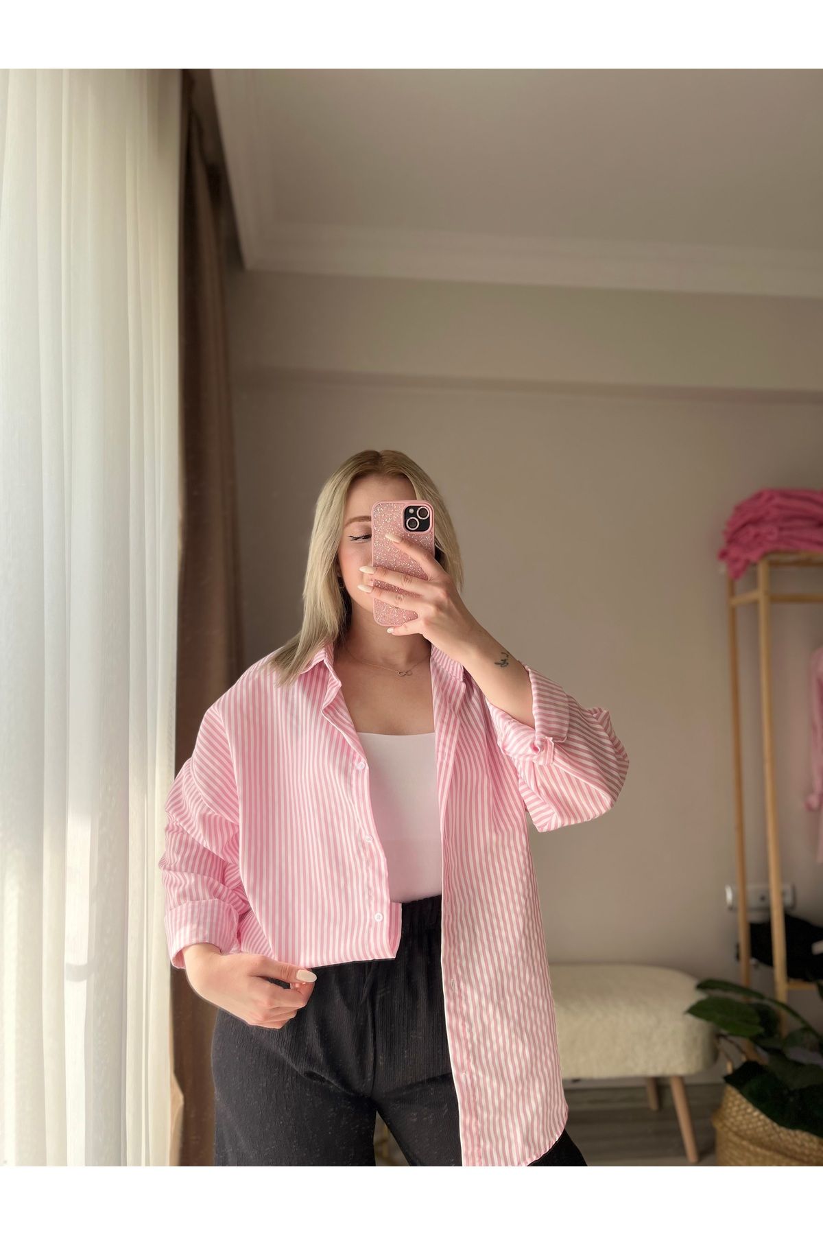MODA Çizgili oversize gömlek